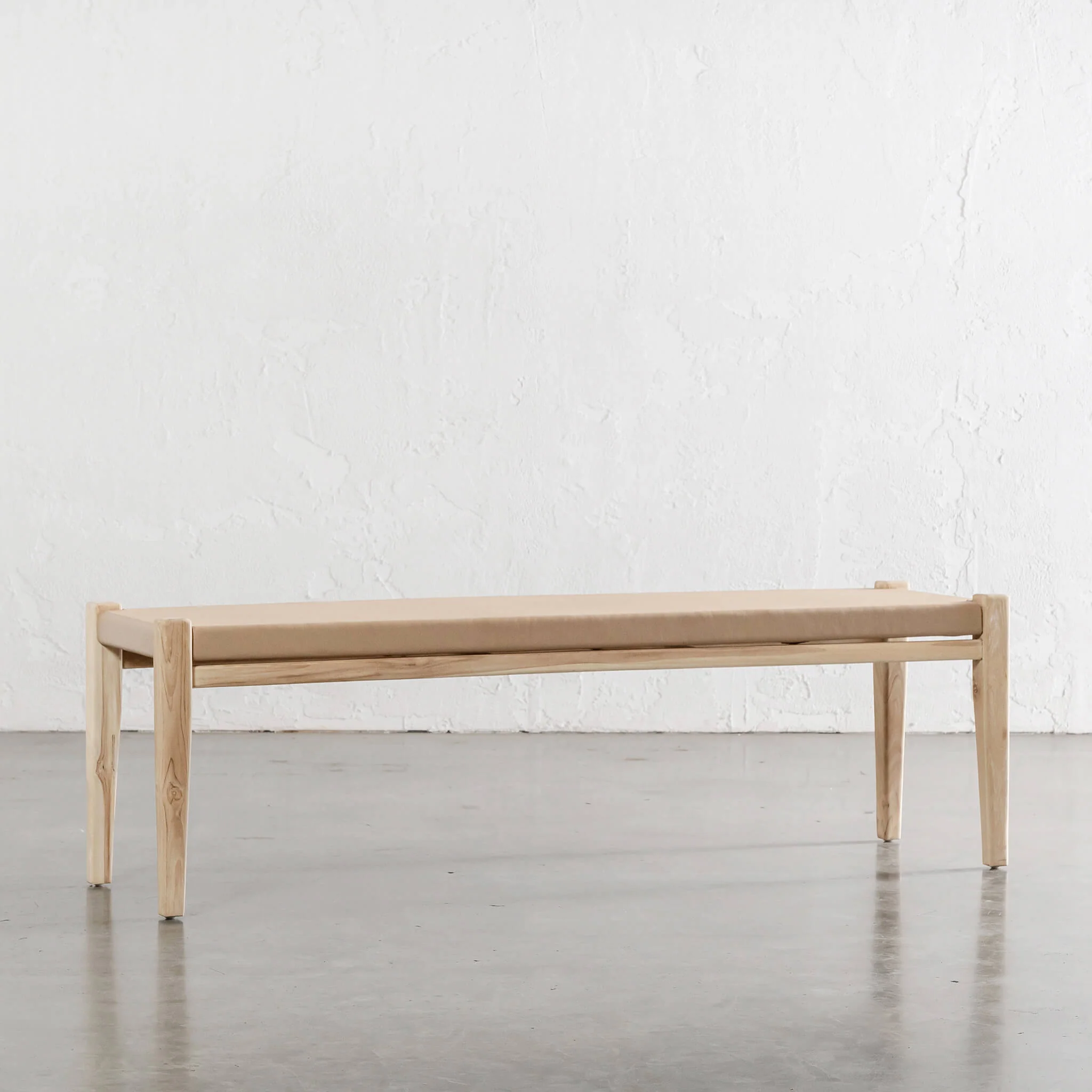 MALAND CONTEMPO SOLID HIDE LEATHER BENCH | BLONDE WOOD + TOASTED ALMOND LEATHER HIDE - Image 6