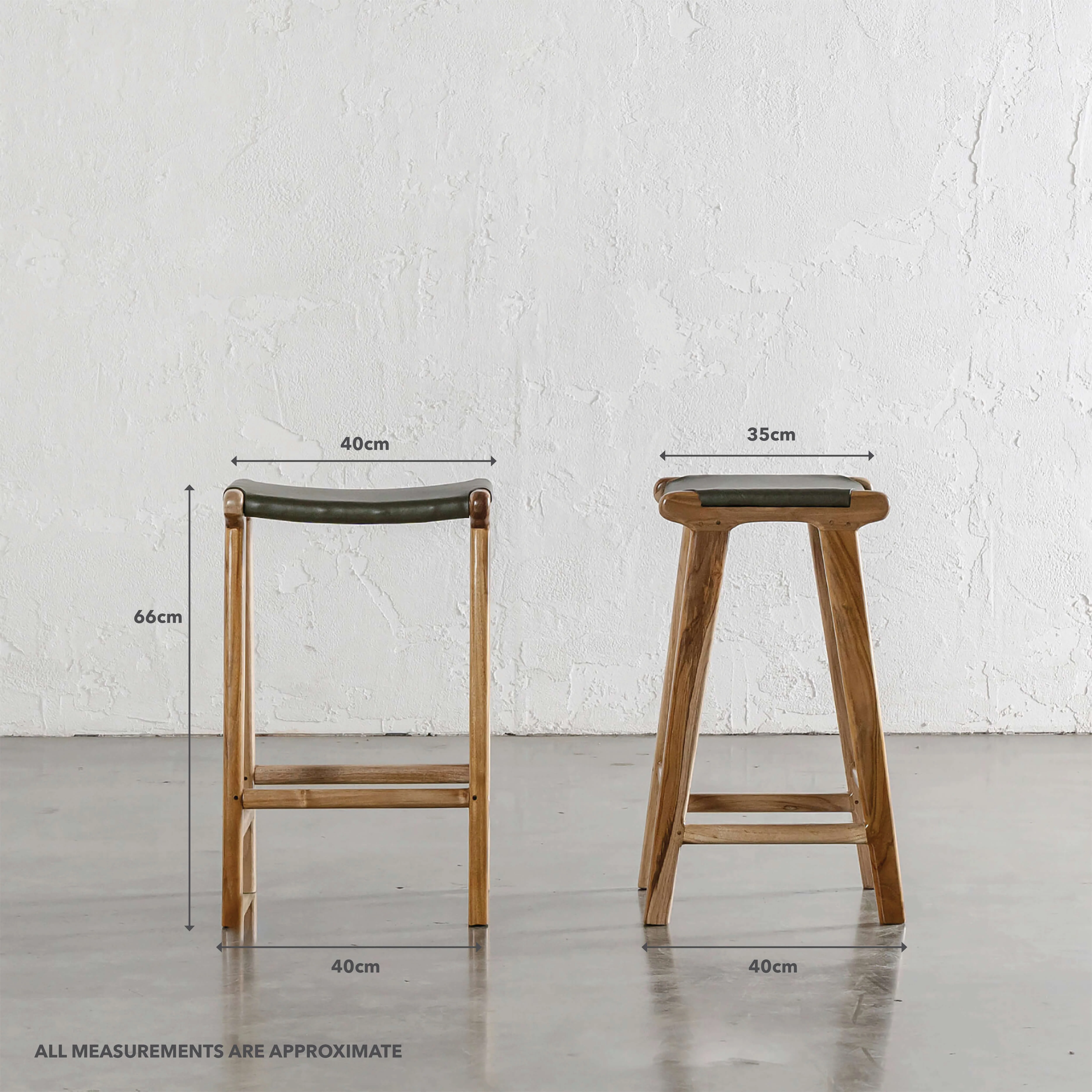 MALAND SOLID HIDE LEATHER COUNTER STOOL | OLIVE LEATHER HIDE - Image 6