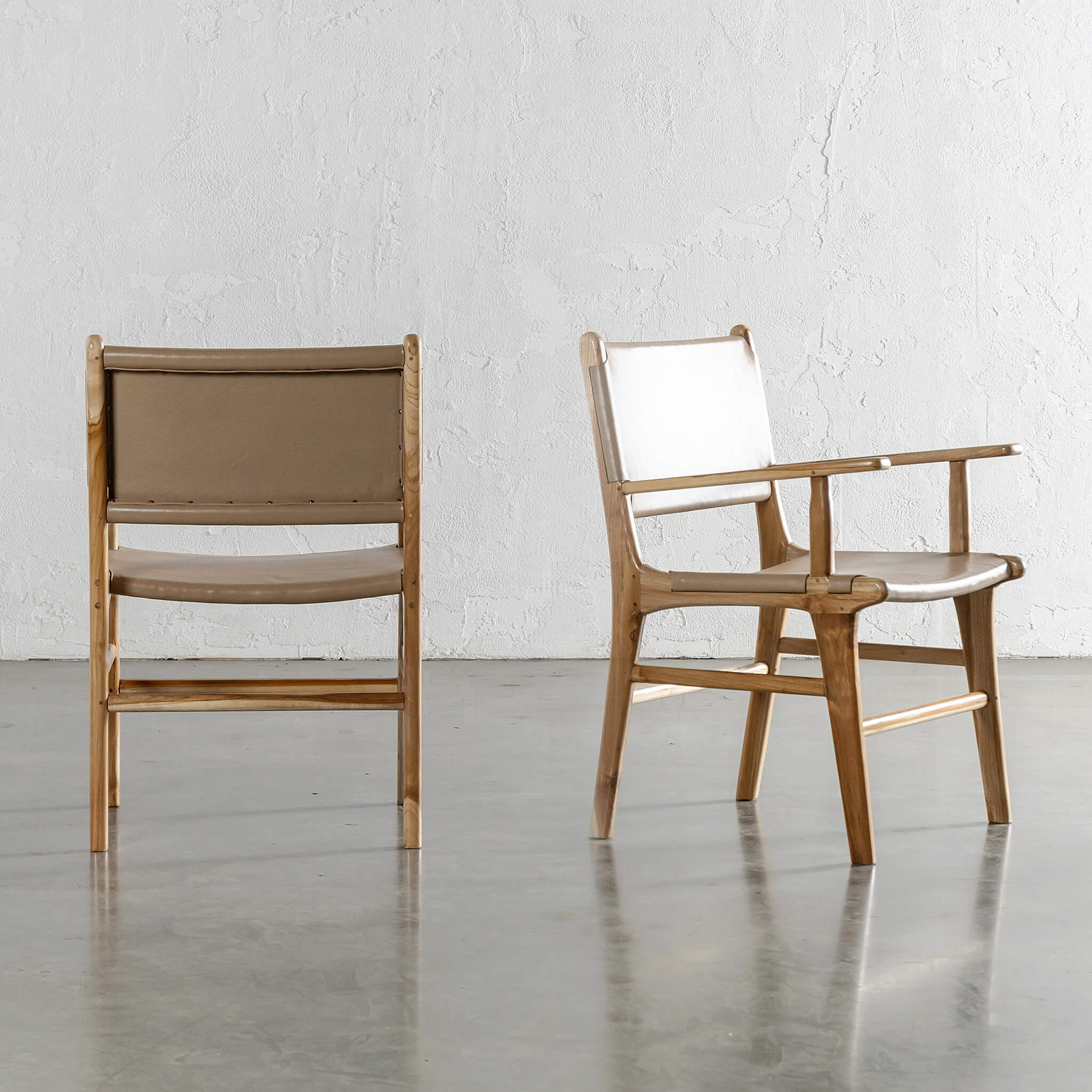 MALAND SOLID HIDE LEATHER CARVER CHAIR | LIGHT TAUPE LEATHER HIDE - Image 2