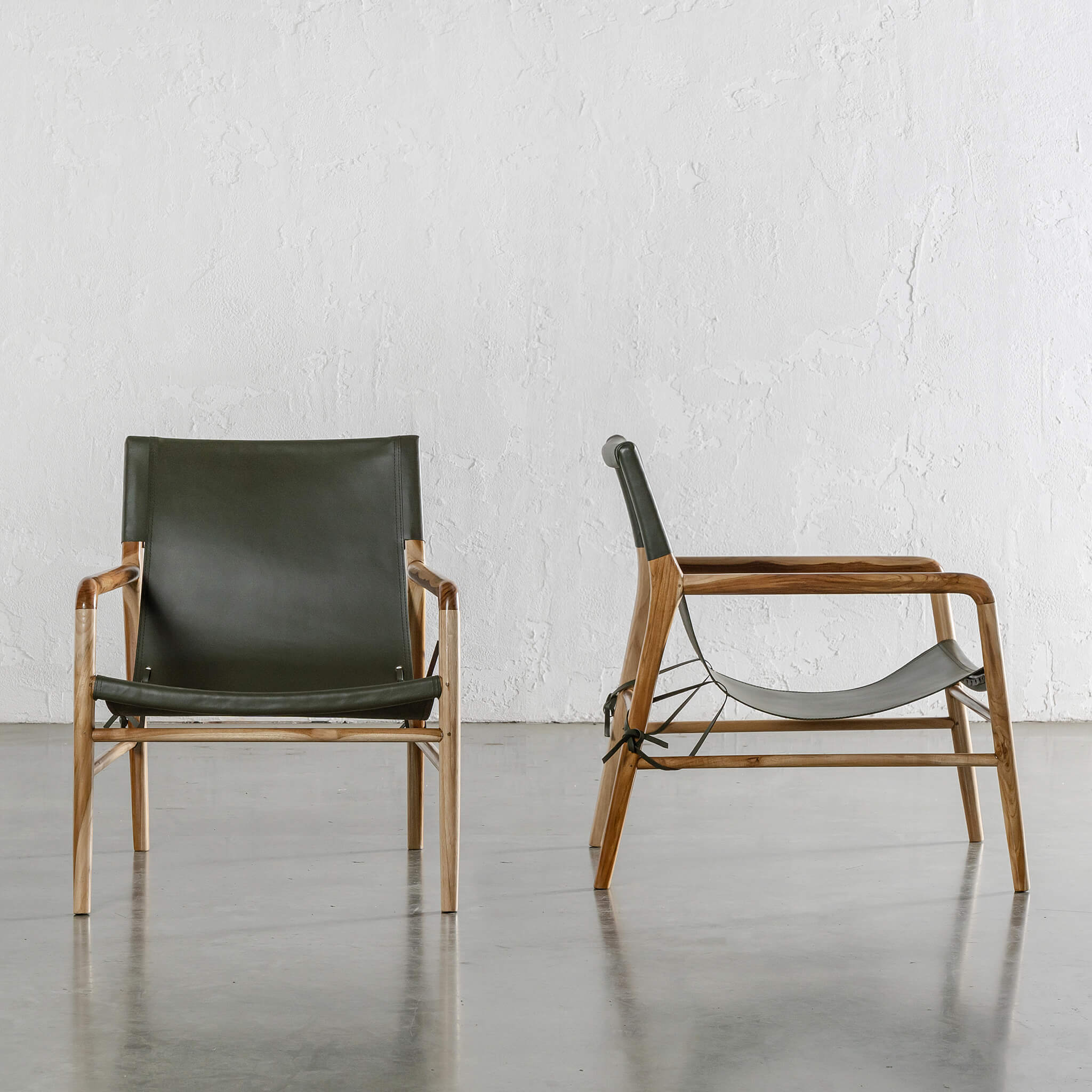 MALAND SLING LEATHER ARMCHAIR | OLIVE GREEN LEATHER - Image 2