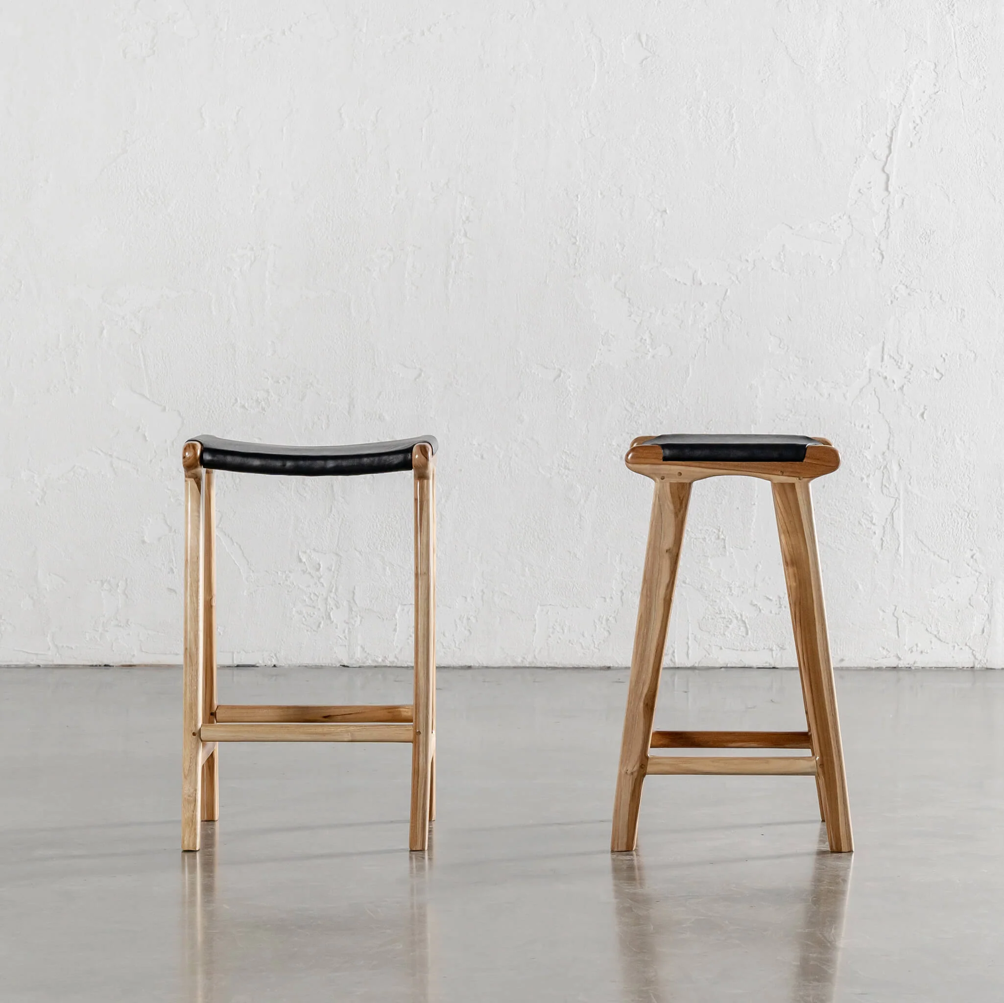 MALAND SOLID LEATHER COUNTER STOOL | BUNDLE + SAVE | BLACK LEATHER SOLID HIDE - Image 2