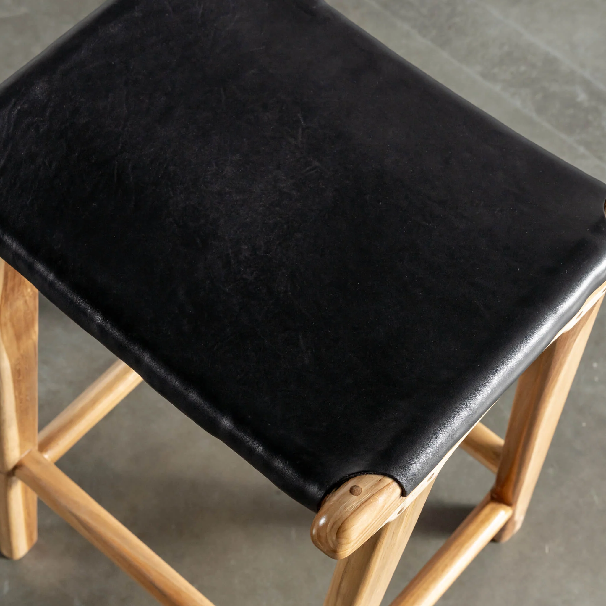 MALAND SOLID LEATHER COUNTER STOOL | BUNDLE + SAVE | BLACK LEATHER SOLID HIDE - Image 4