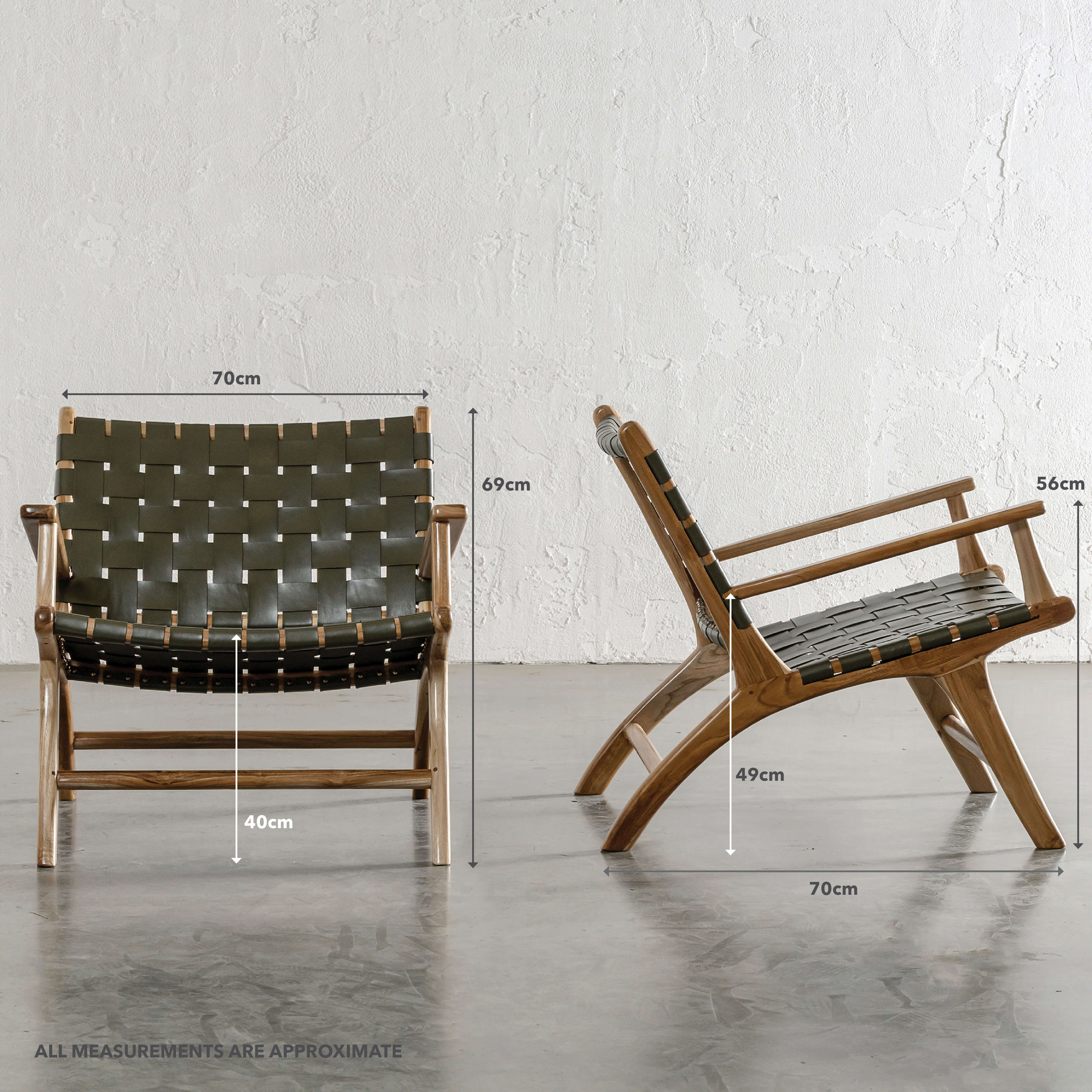 MALAND WOVEN LEATHER ARMCHAIR | OLIVE GREEN LEATHER HIDE - Image 6