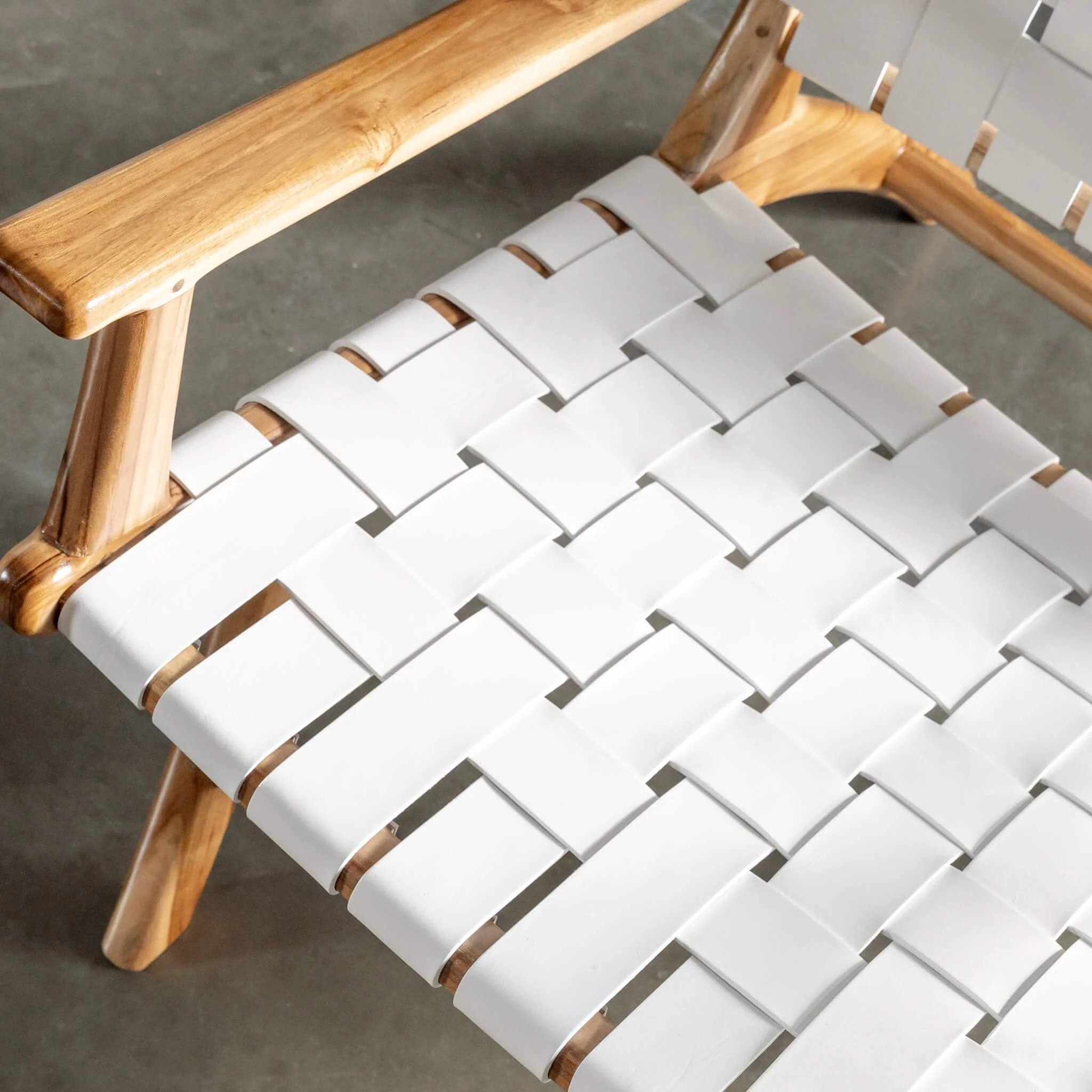 MALAND WOVEN LEATHER ARMCHAIR | WHITE LEATHER HIDE - Image 3