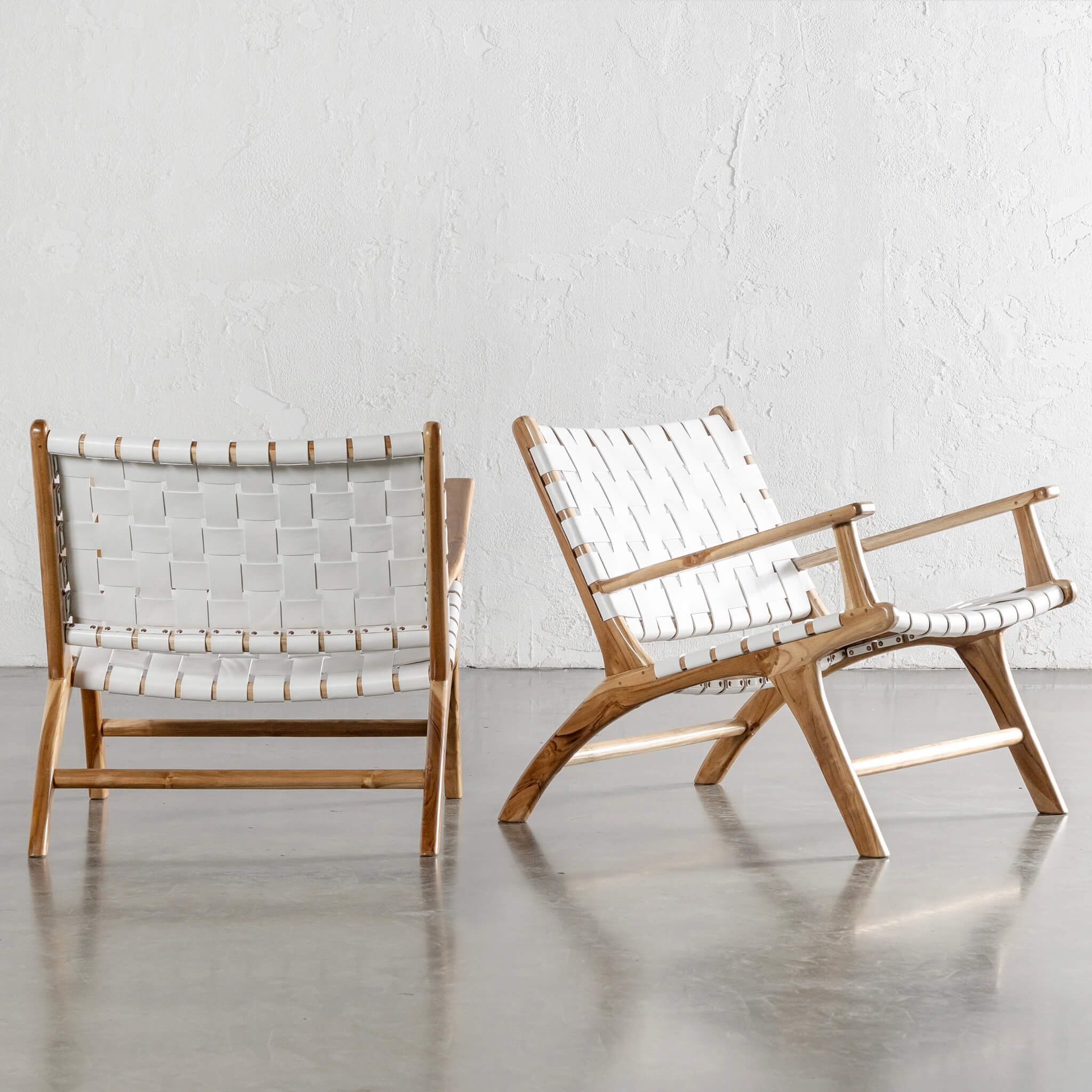 MALAND WOVEN LEATHER ARMCHAIR | WHITE LEATHER HIDE - Image 4