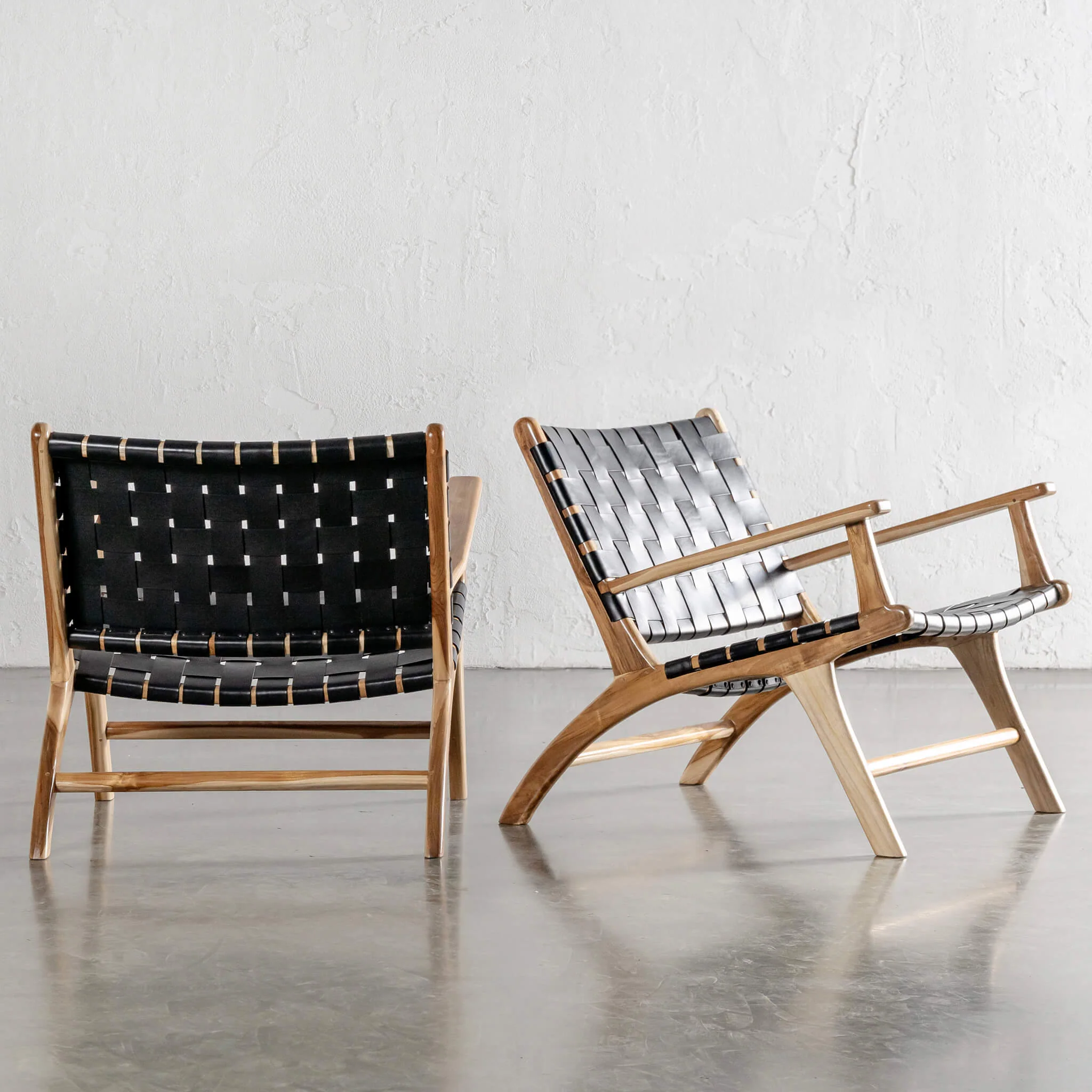 MALAND WOVEN LEATHER ARMCHAIR | BLACK LEATHER HIDE - Image 4