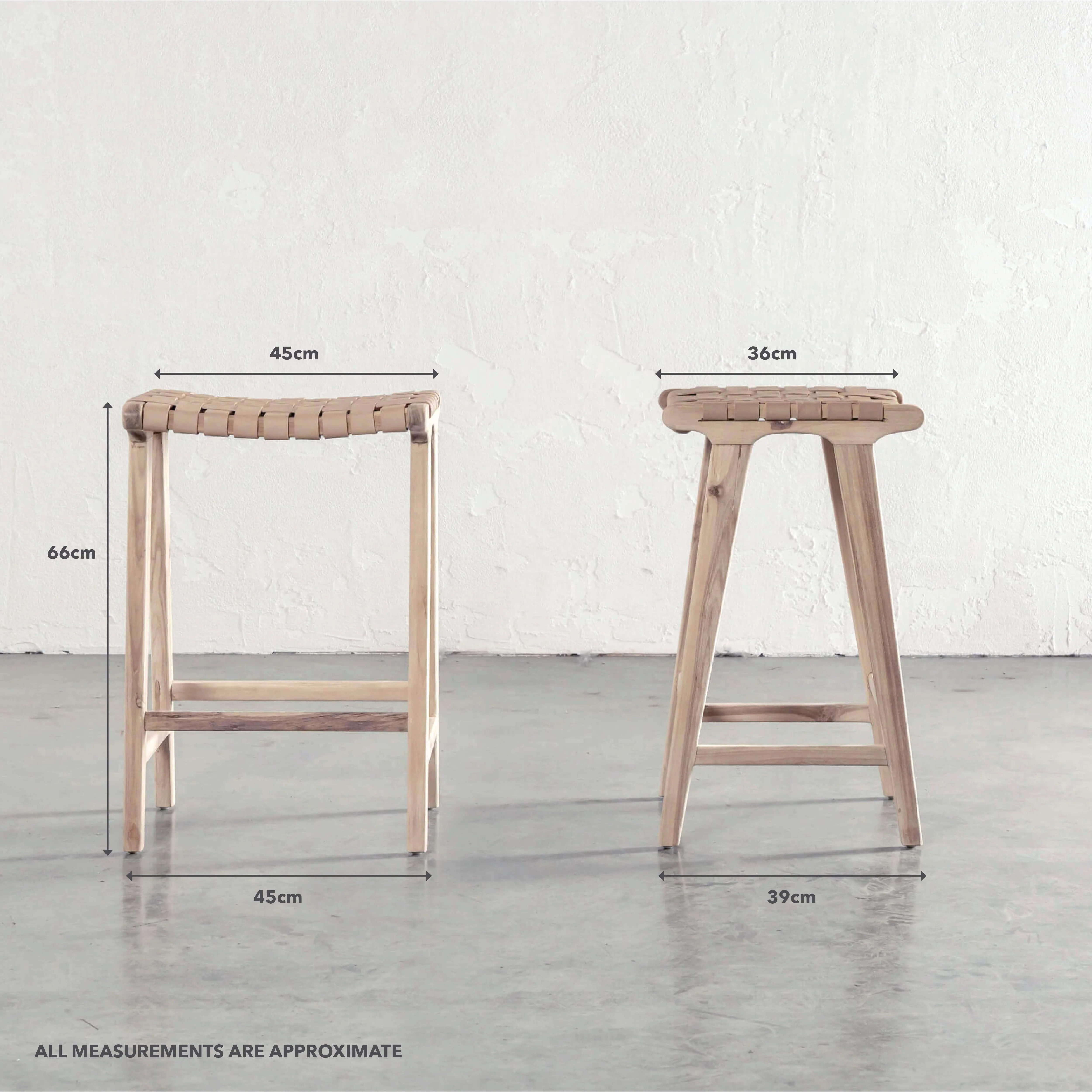 MALAND CONTEMPO WOVEN LEATHER COUNTER STOOL | TOASTED ALMOND LEATHER HIDE - Image 6