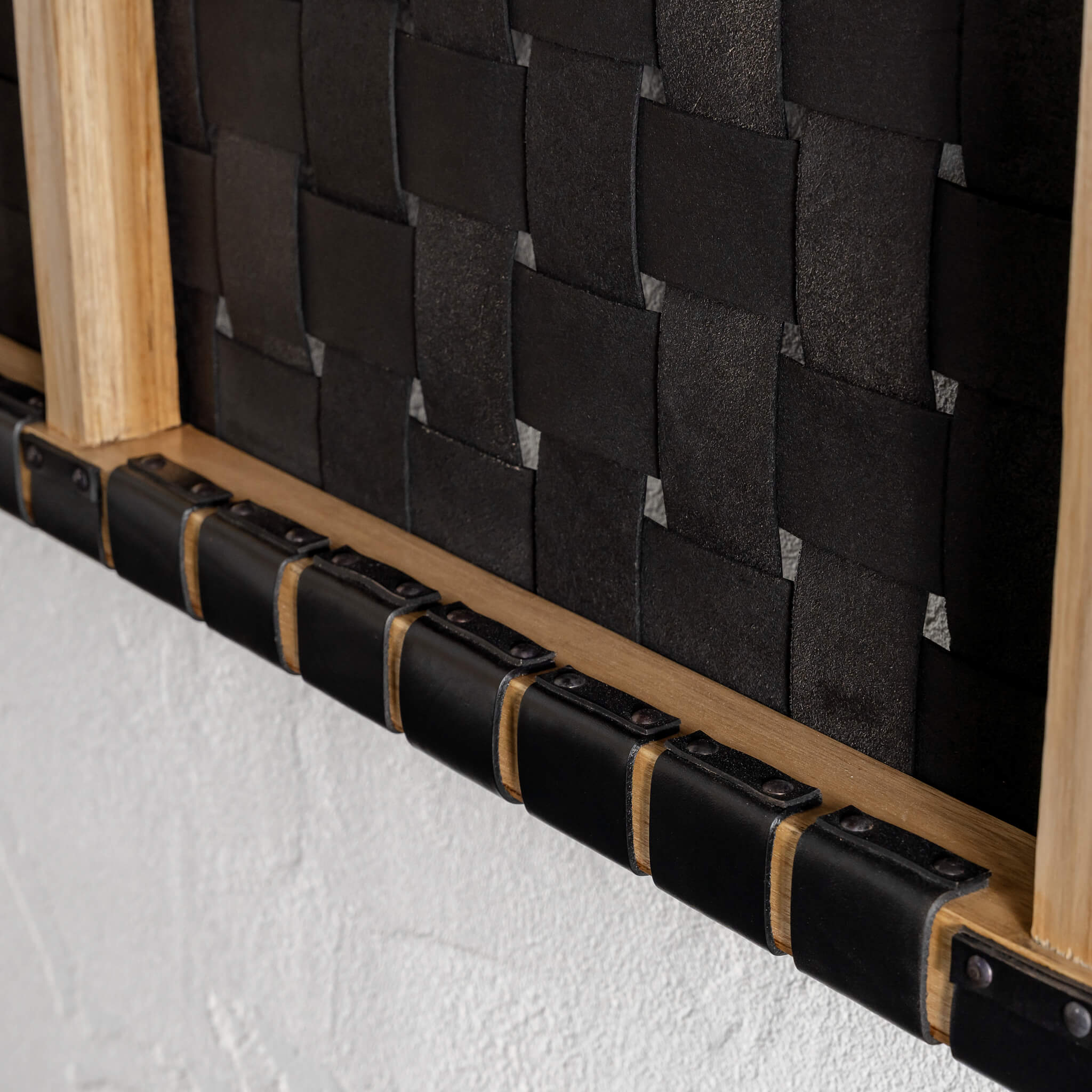 MALAND WOVEN LEATHER BEDHEAD | BLACK LEATHER HIDE - Image 5