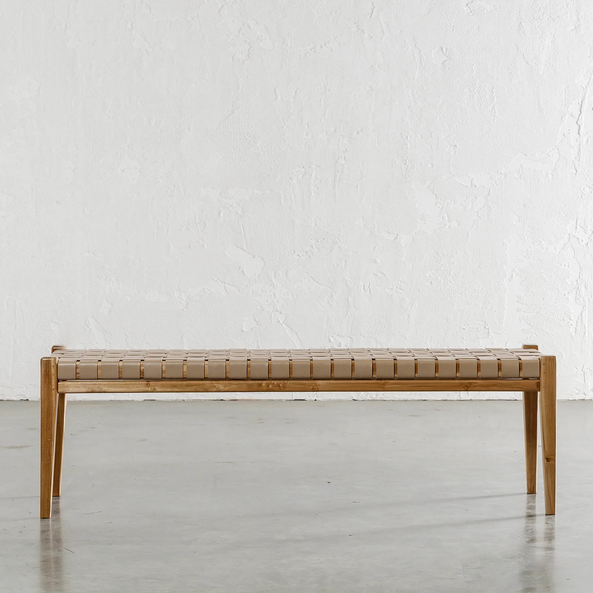 MALAND WOVEN LEATHER BENCH | LIGHT TAUPE LEATHER - Image 6