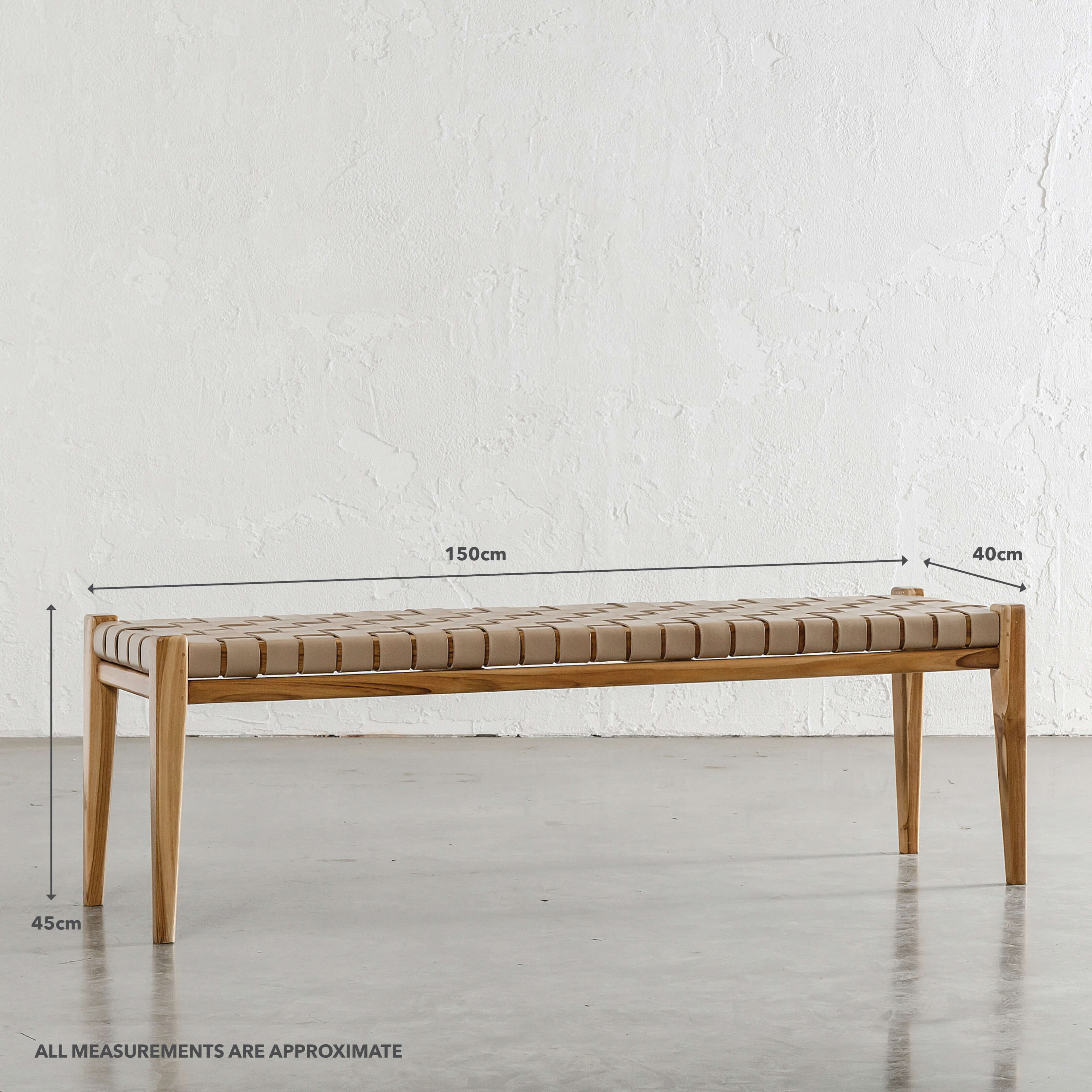 MALAND WOVEN LEATHER BENCH | LIGHT TAUPE LEATHER - Image 7