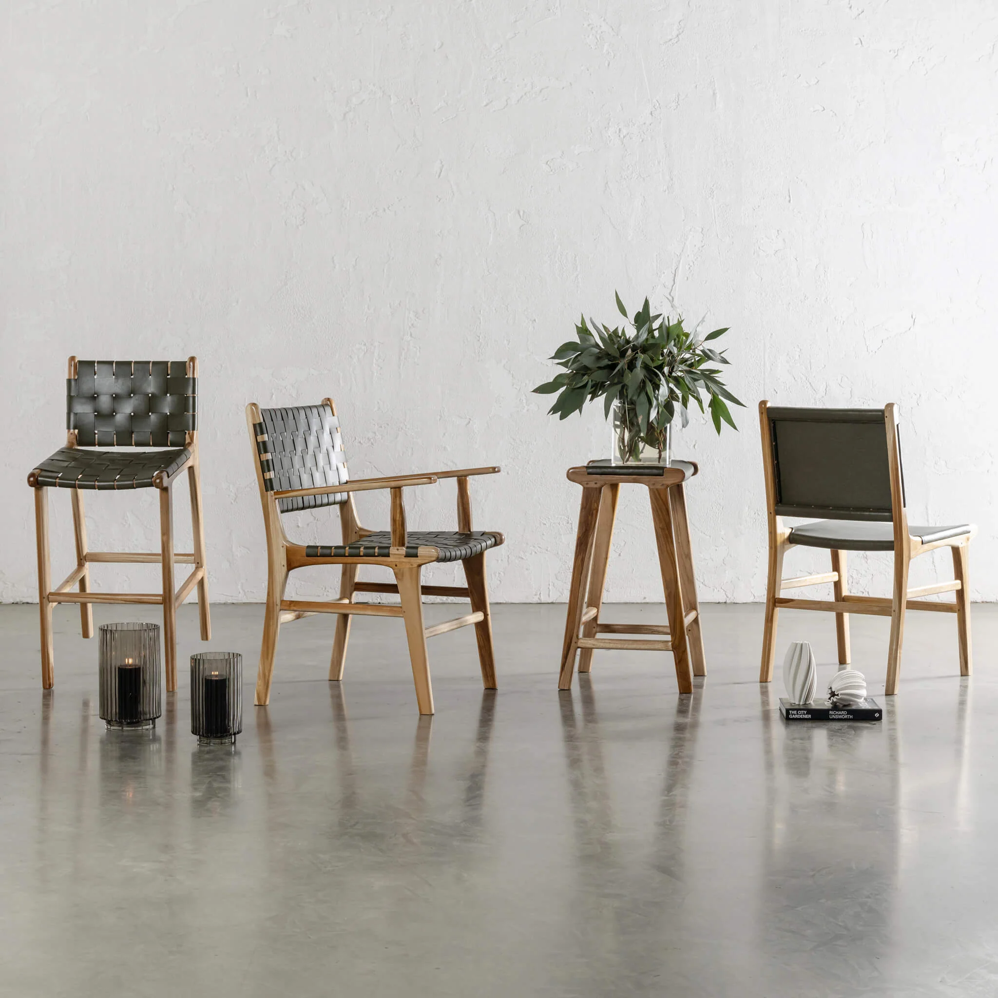 MALAND WOVEN LEATHER CARVER CHAIR | OLIVE LEATHER HIDE - Image 6