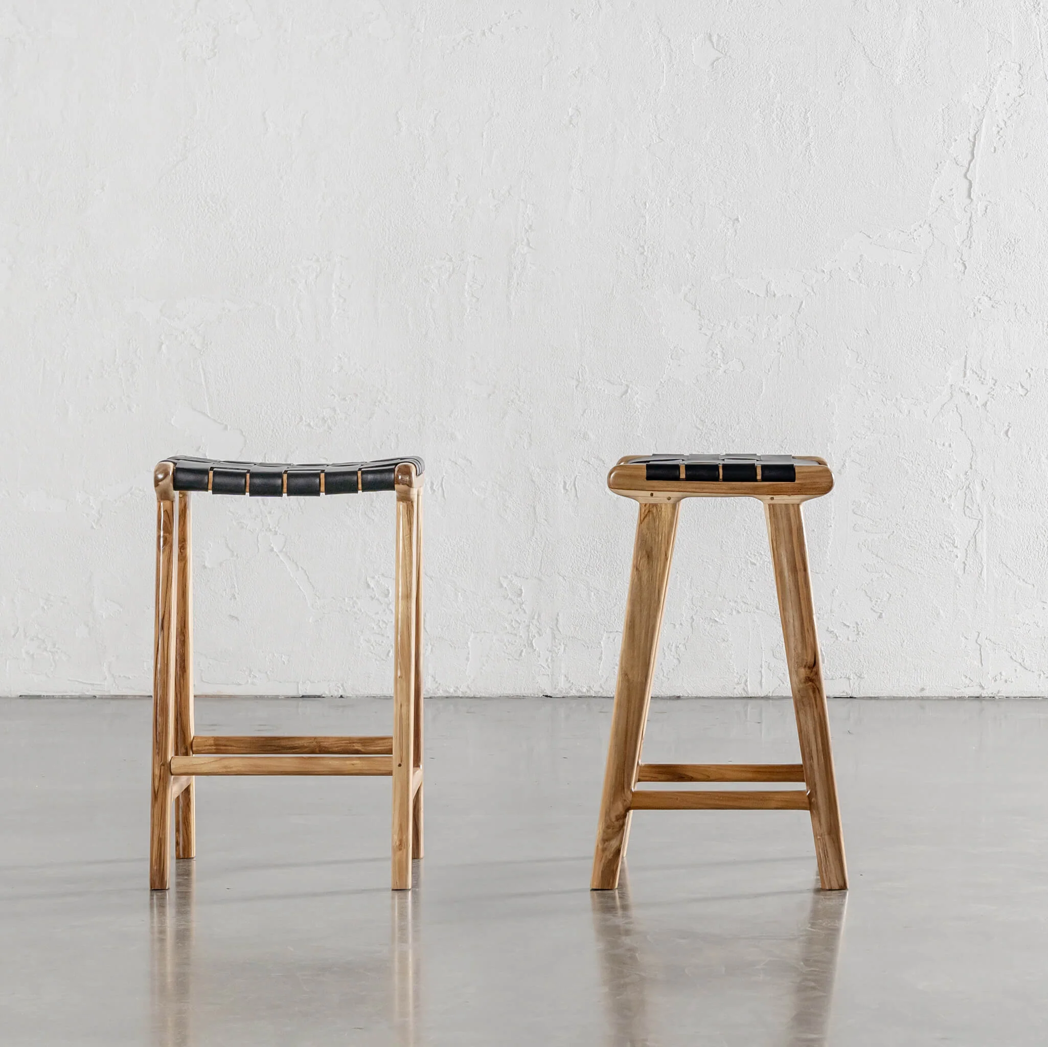 MALAND WOVEN LEATHER COUNTER STOOL | BUNDLE + SAVE | BLACK LEATHER HIDE - Image 2