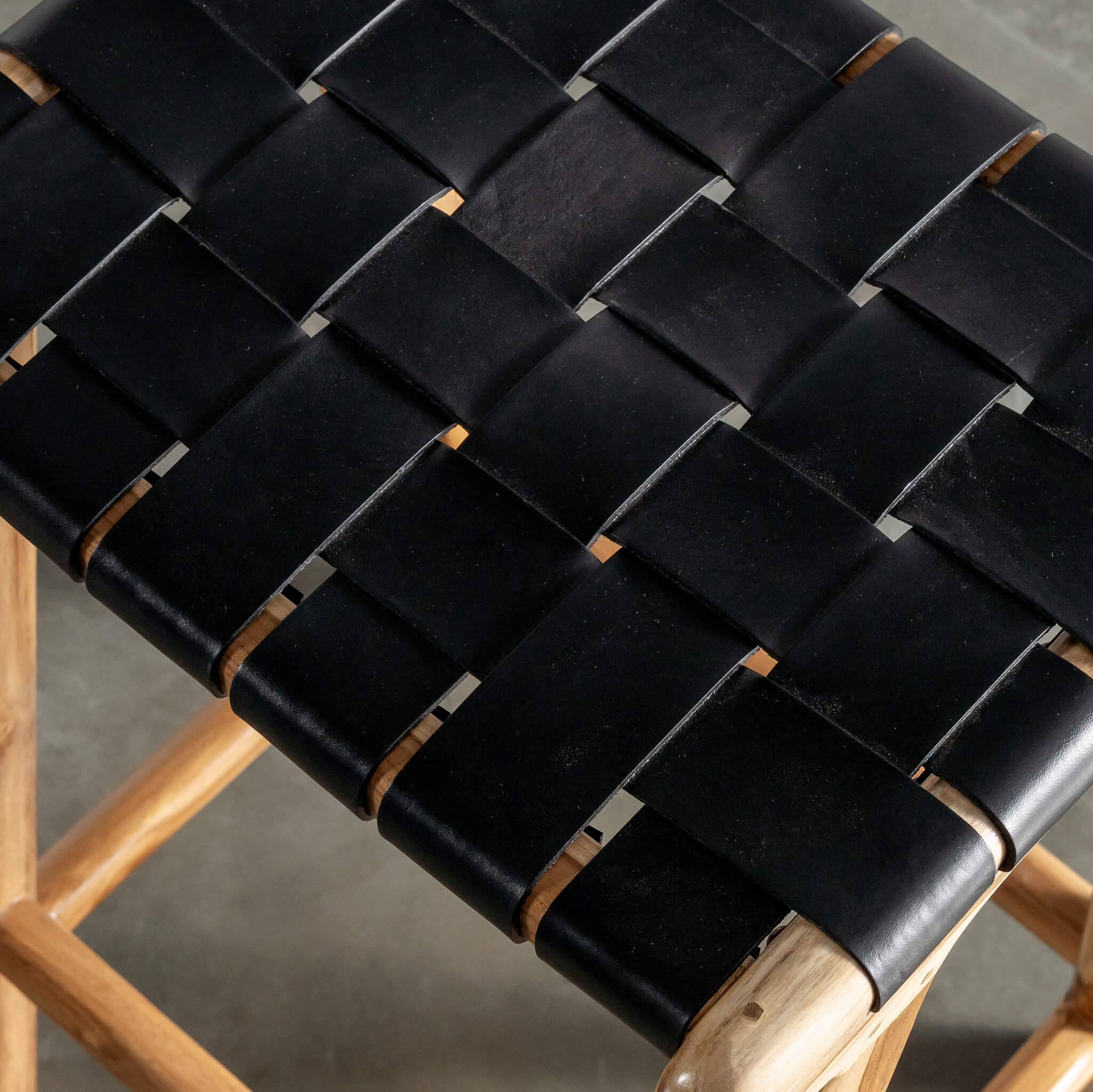 MALAND WOVEN LEATHER COUNTER STOOL | BUNDLE + SAVE | BLACK LEATHER HIDE - Image 5
