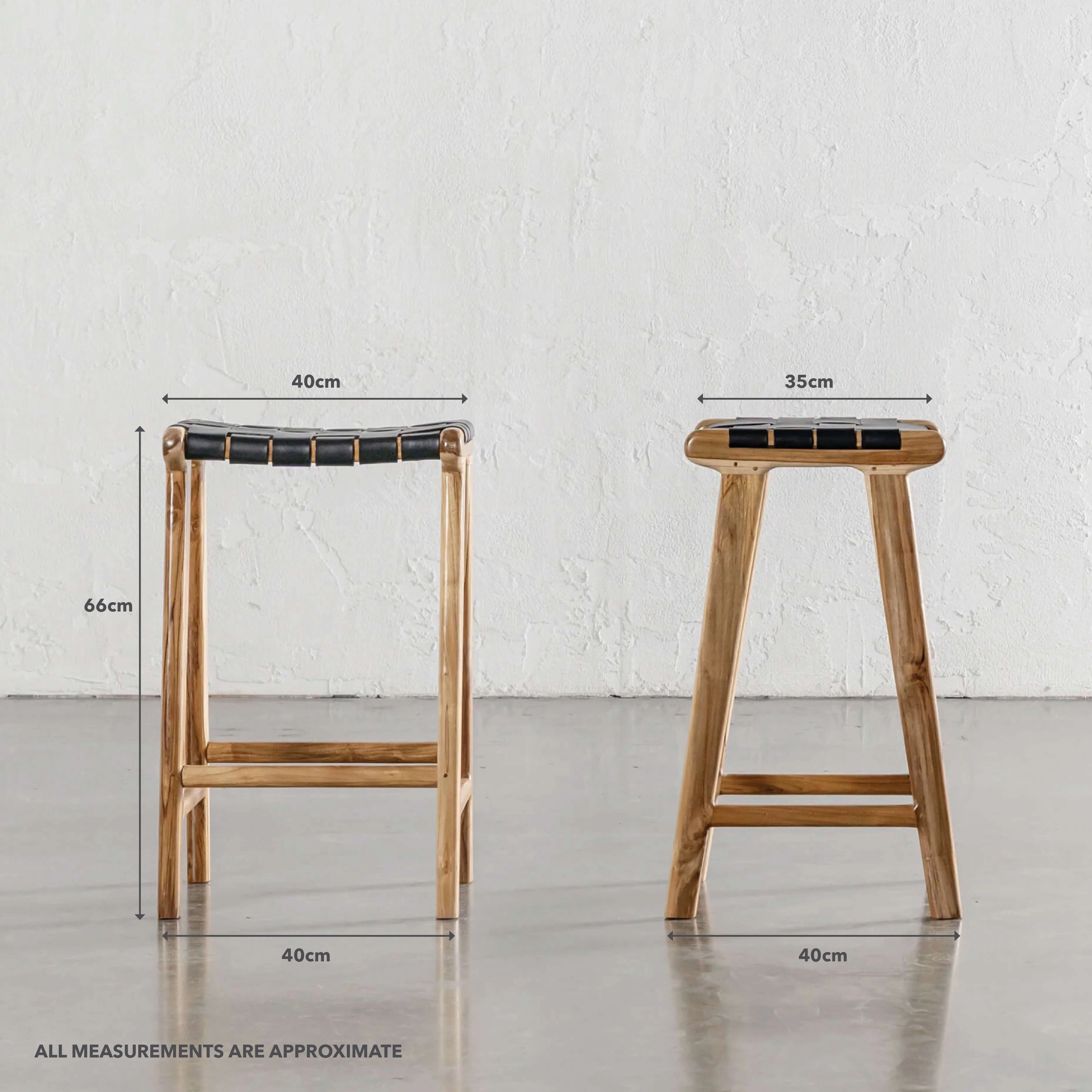 MALAND WOVEN LEATHER COUNTER STOOL | BUNDLE + SAVE | BLACK LEATHER HIDE - Image 7