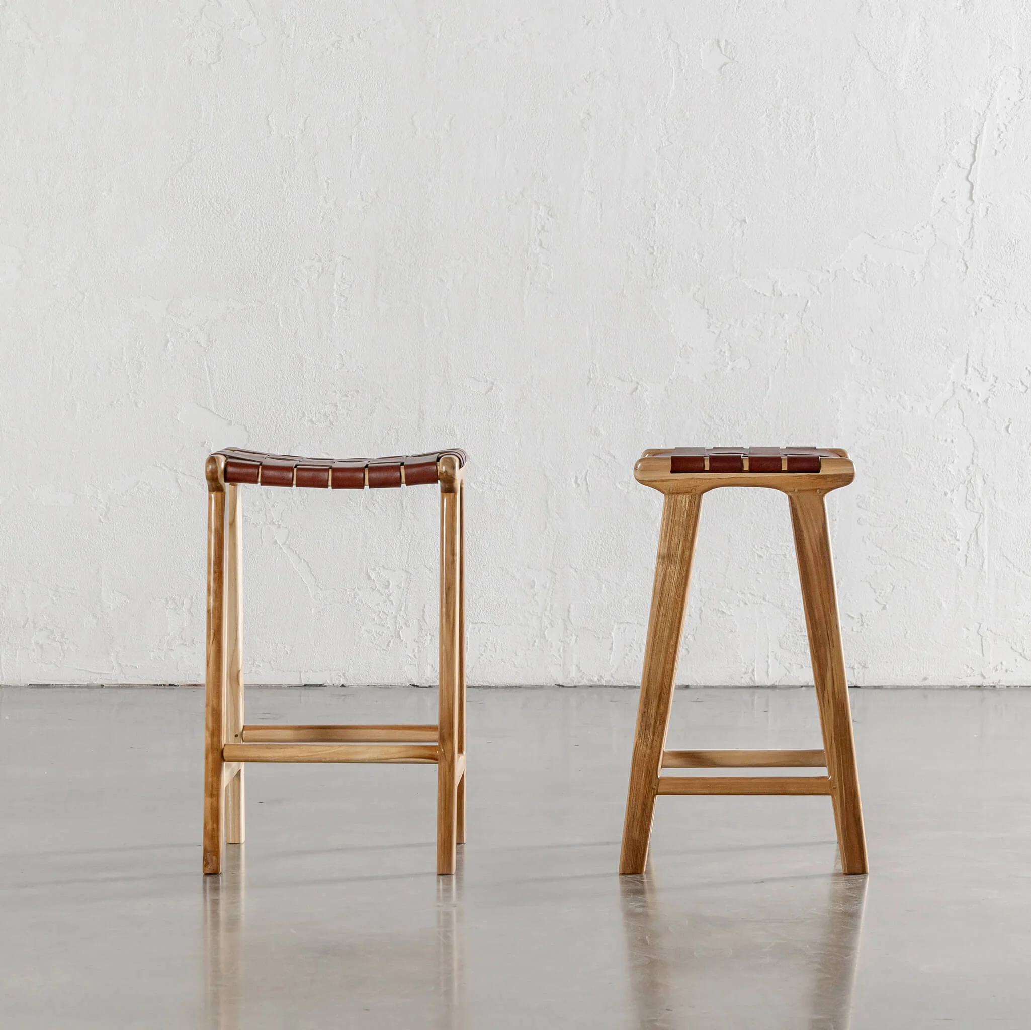MALAND WOVEN LEATHER COUNTER STOOL | BUNDLE + SAVE | TAN LEATHER HIDE - Image 2