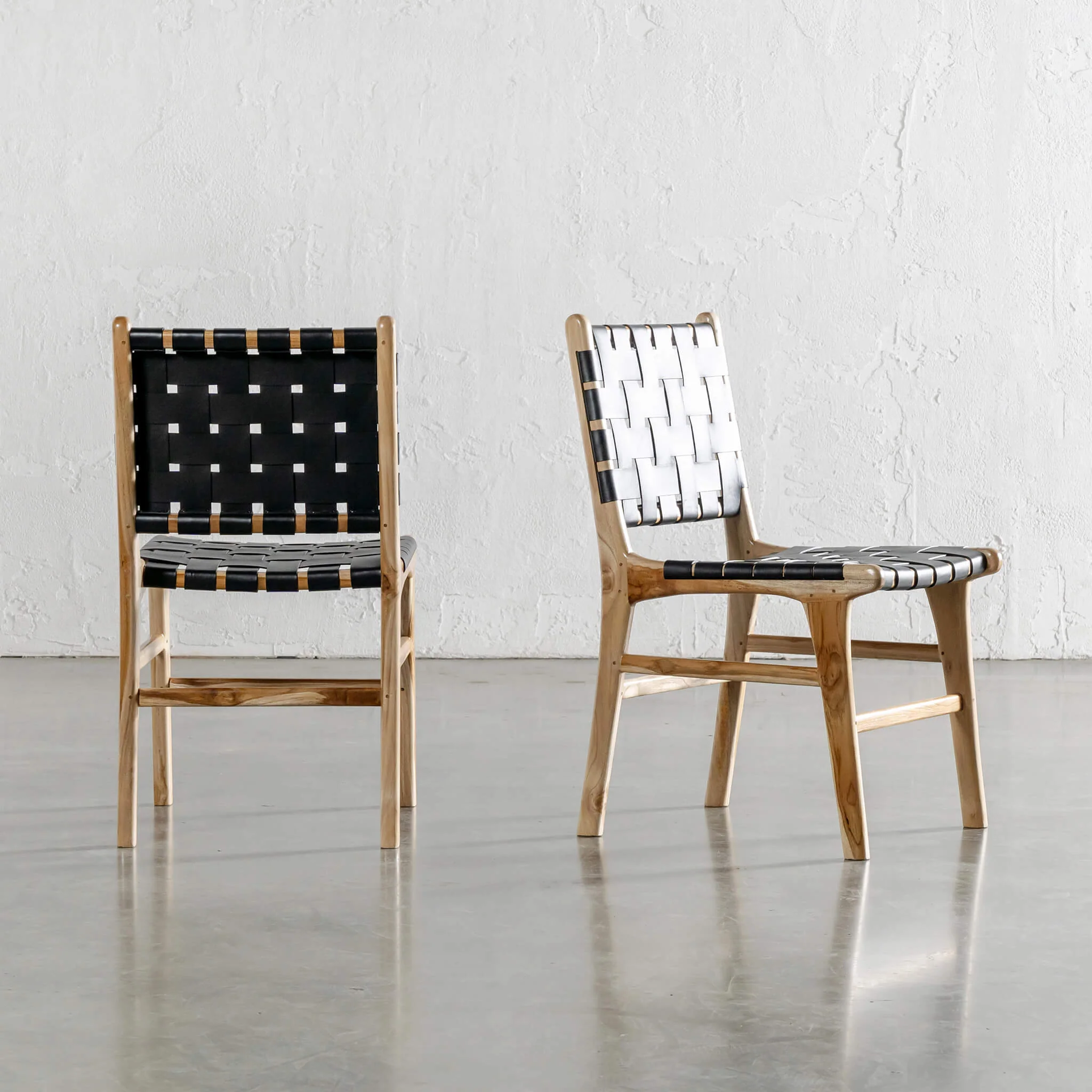 MALAND WOVEN LEATHER DINING CHAIR | BUNDLE + SAVE | BLACK LEATHER HIDE - Image 2