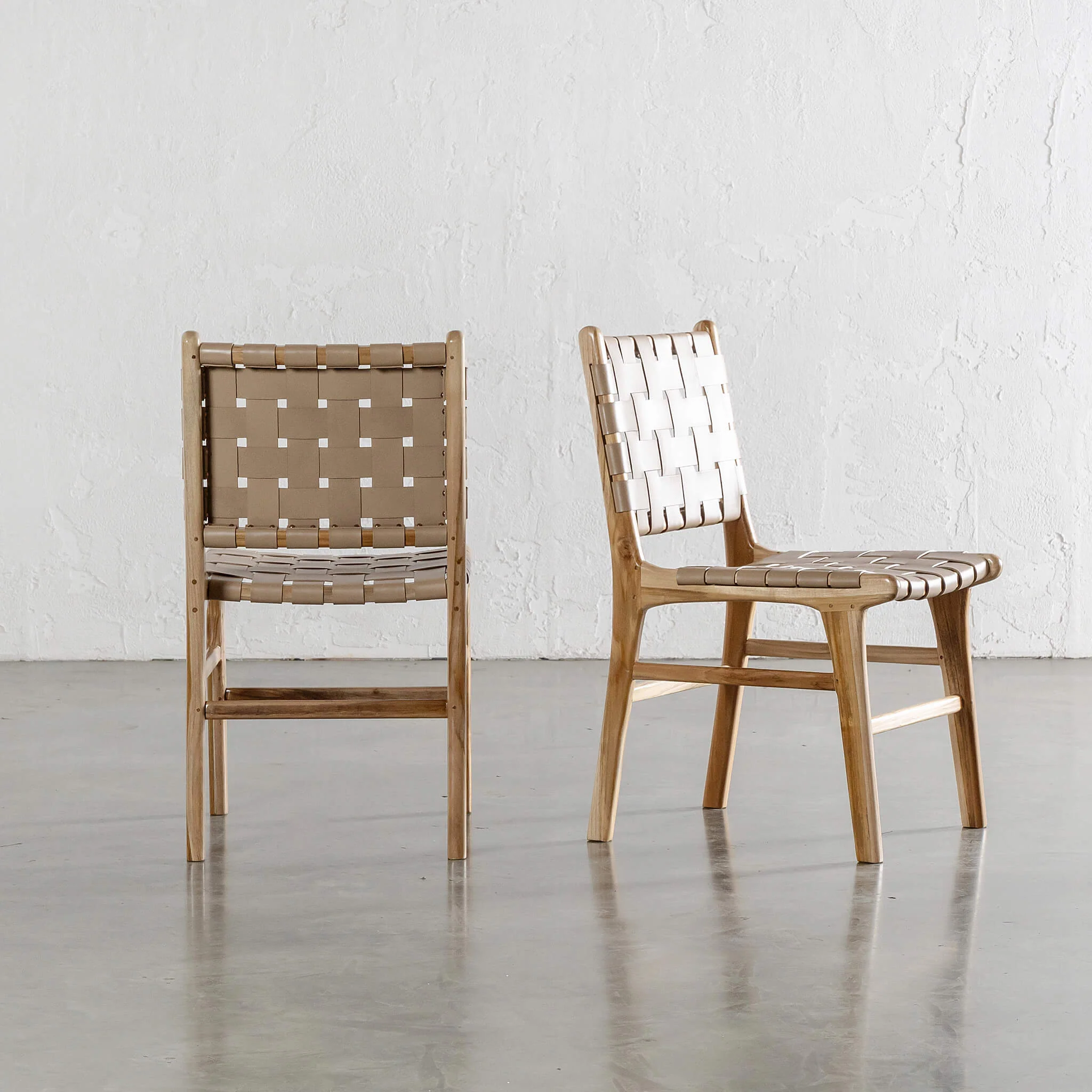 MALAND WOVEN LEATHER DINING CHAIR | BUNDLE + SAVE | LIGHT TAUPE LEATHER HIDE - Image 2