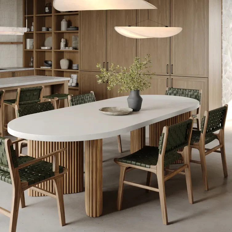 MALAND WOVEN LEATHER DINING CHAIR  |  OLIVE LEATHER - Image 3
