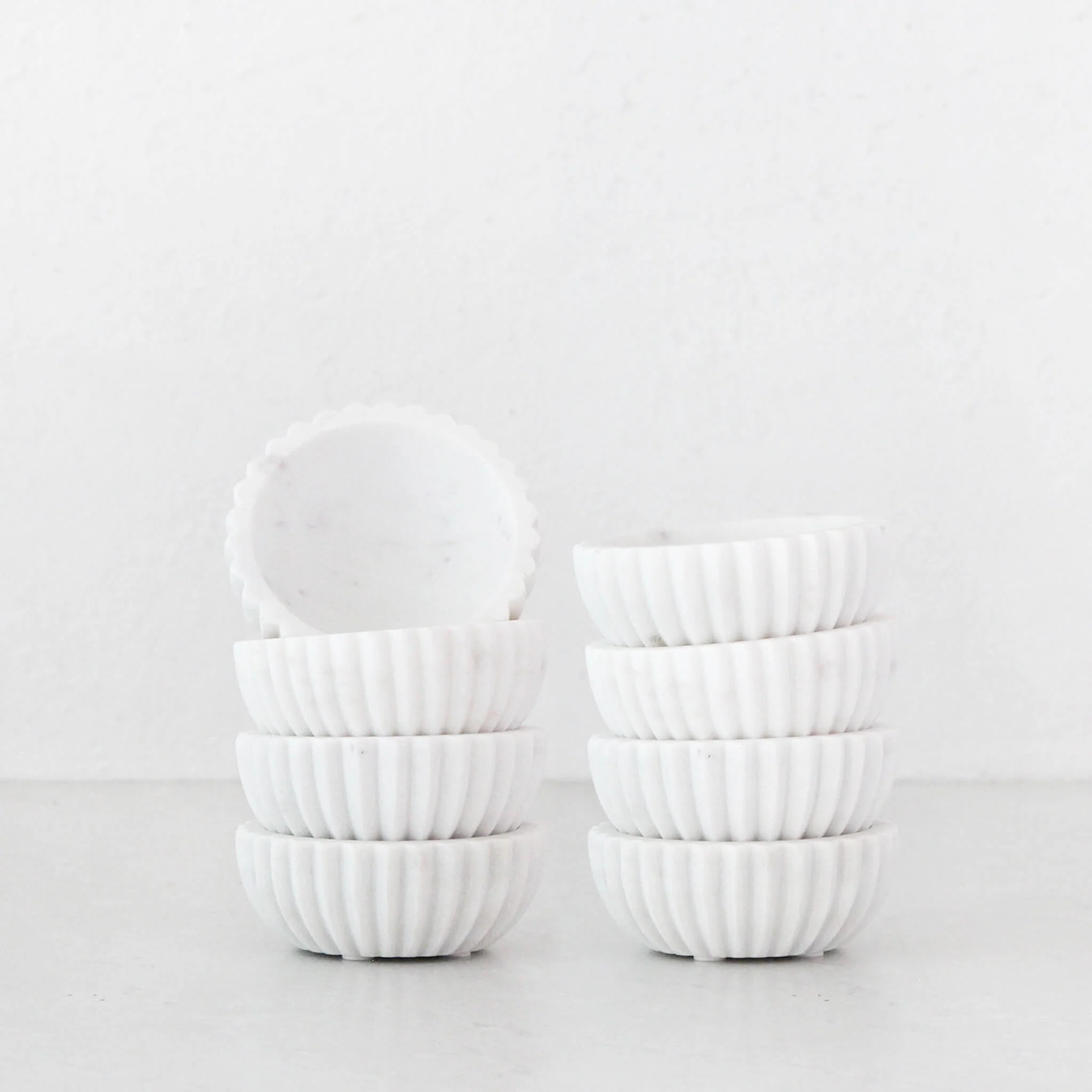 MARA PINCH BOWL BUNDLE X8 | WHITE MARBLE
