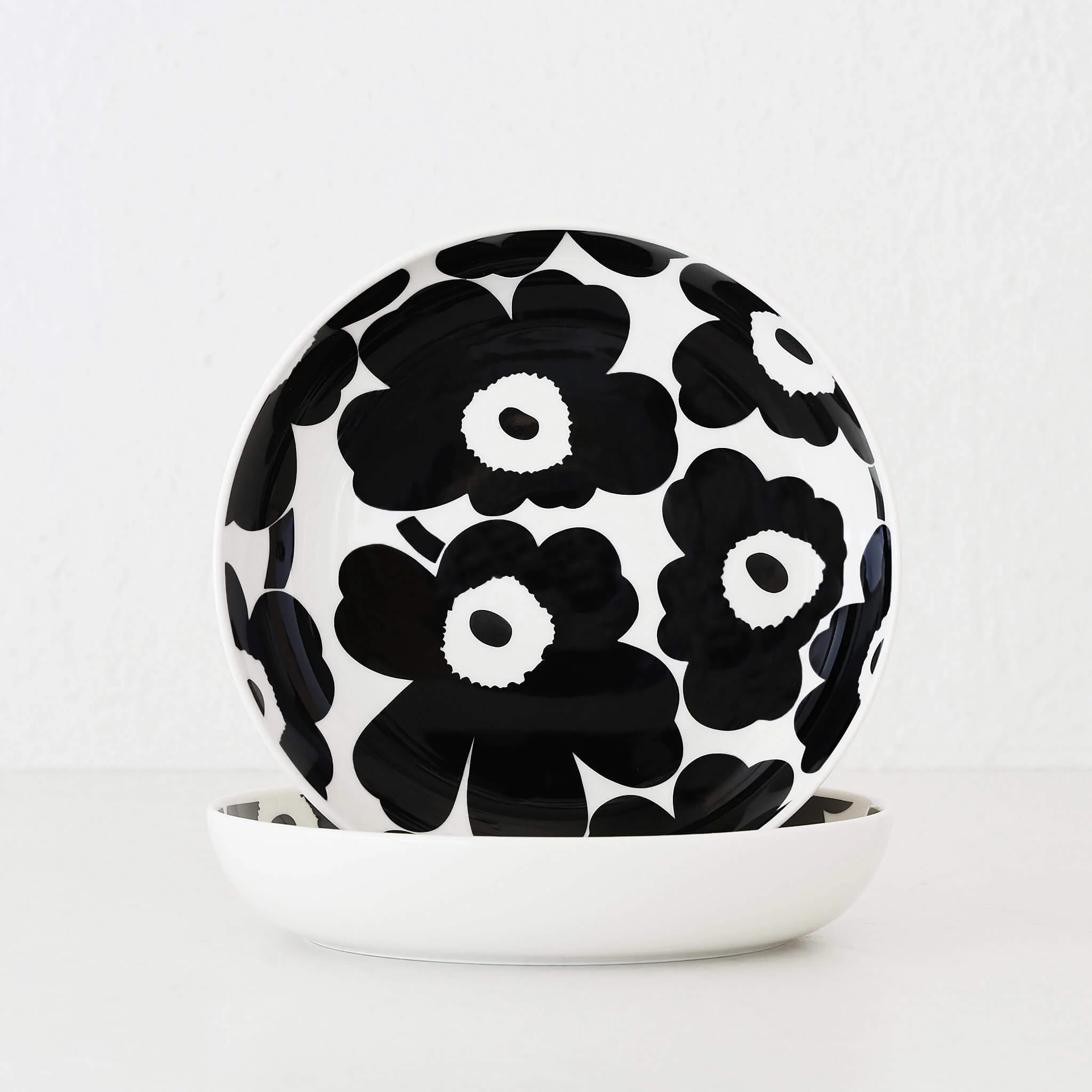 MARIMEKKO | UNIKKO OIVA DEEP PLATE 20.5CM BUNDLE X2 | BLACK + WHITE