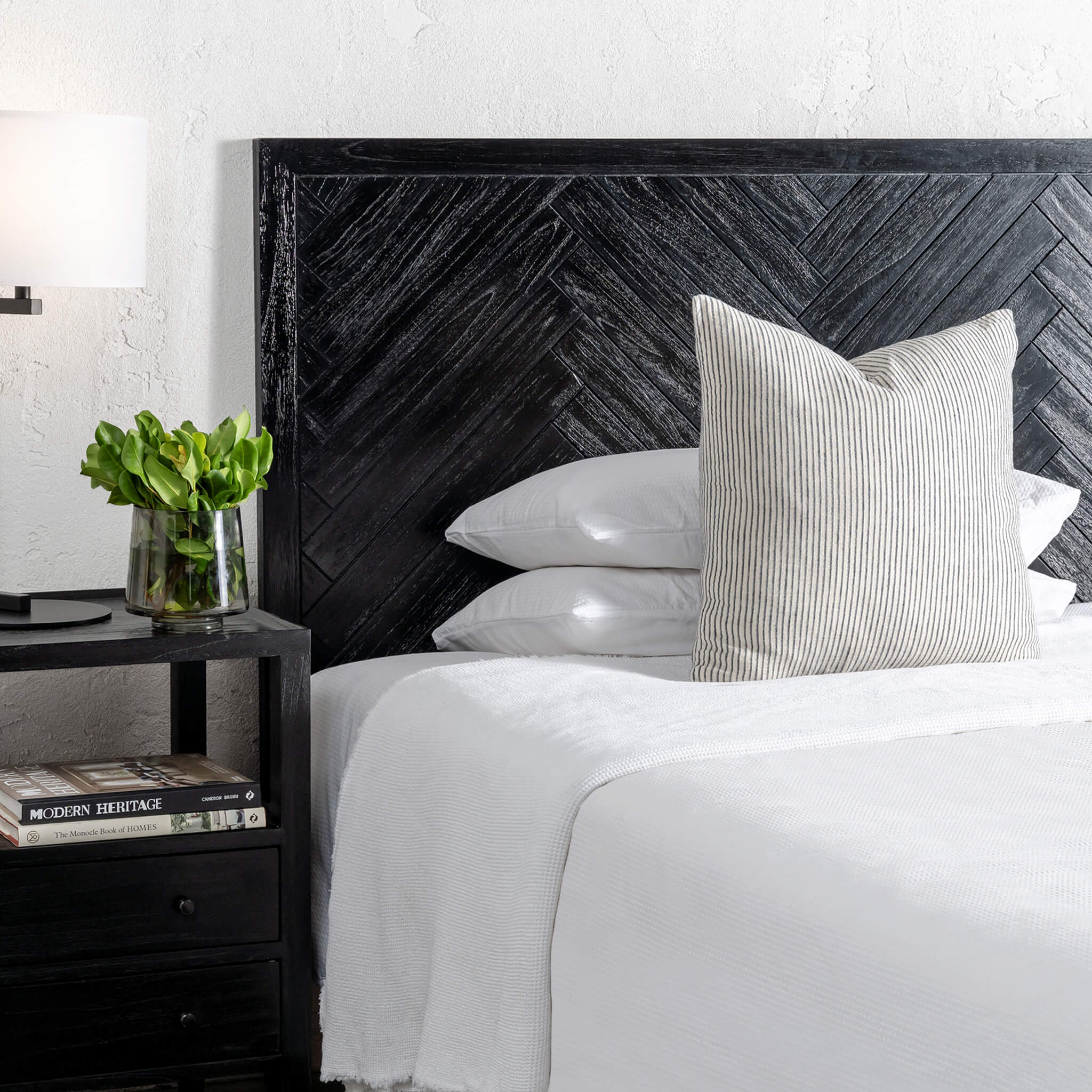 MAXIM PARQUETRY HERRINGBONE BEDHEAD  |  BLACK - Image 3
