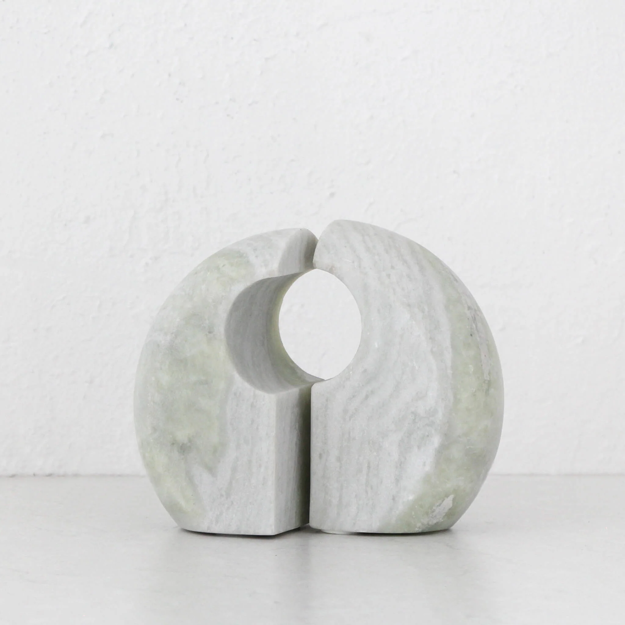 GALLIFA CURVED MARBLE BOOKENDS | SET OF 2 | GREEN MARBLE