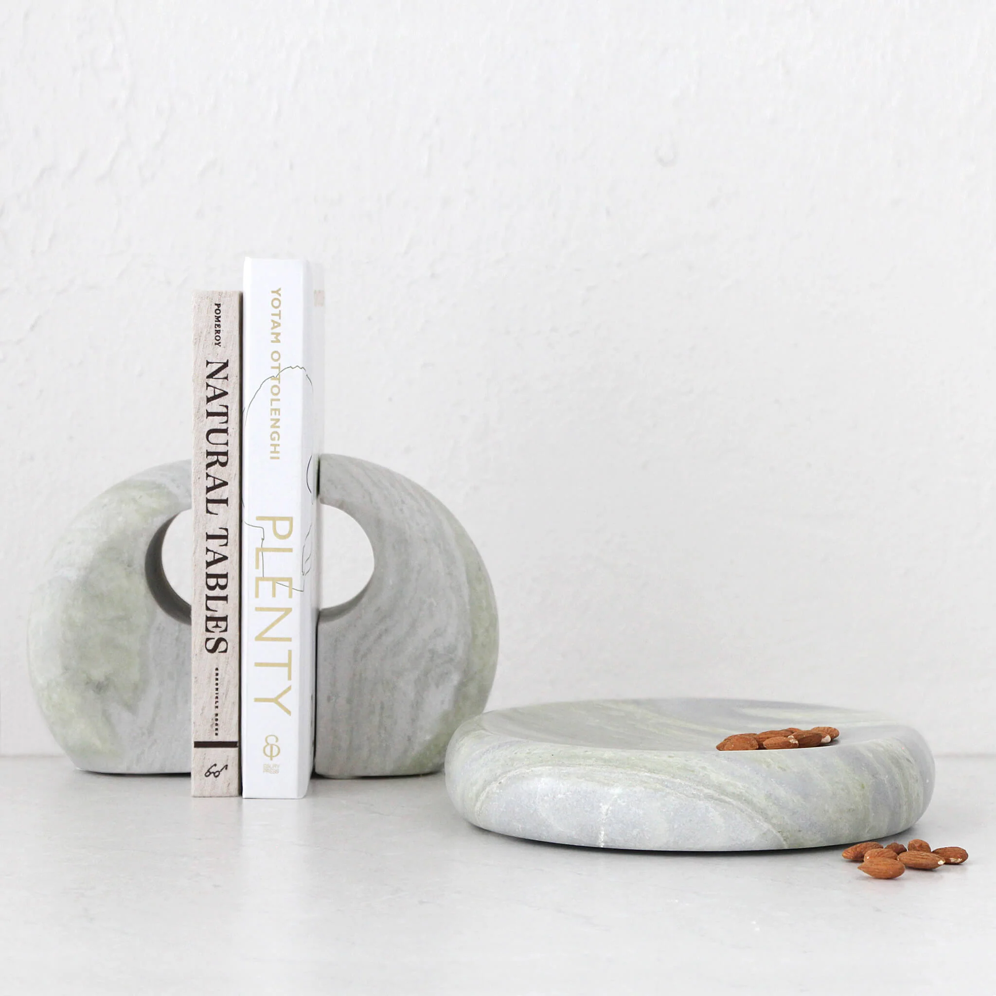 GALLIFA CURVED MARBLE BOOKENDS | SET OF 2 | GREEN MARBLE - Image 6