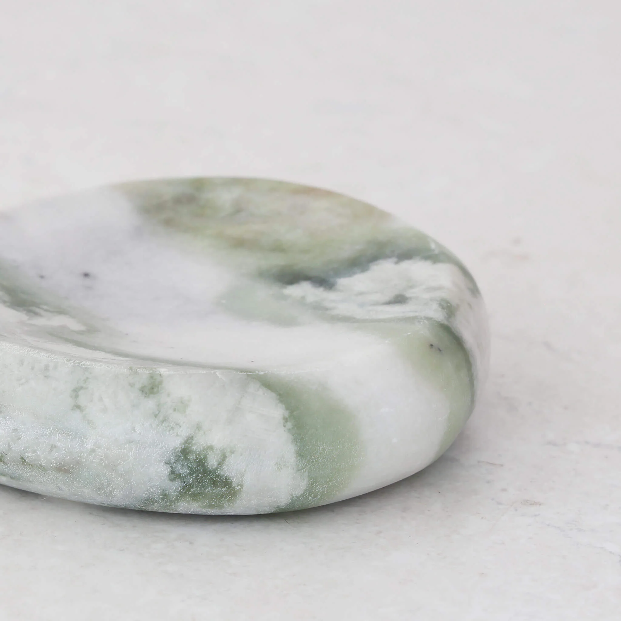 MINERAL SOLID MARBLE CONCAVE DISH | 13CM | GREEN MARBLE - Image 2