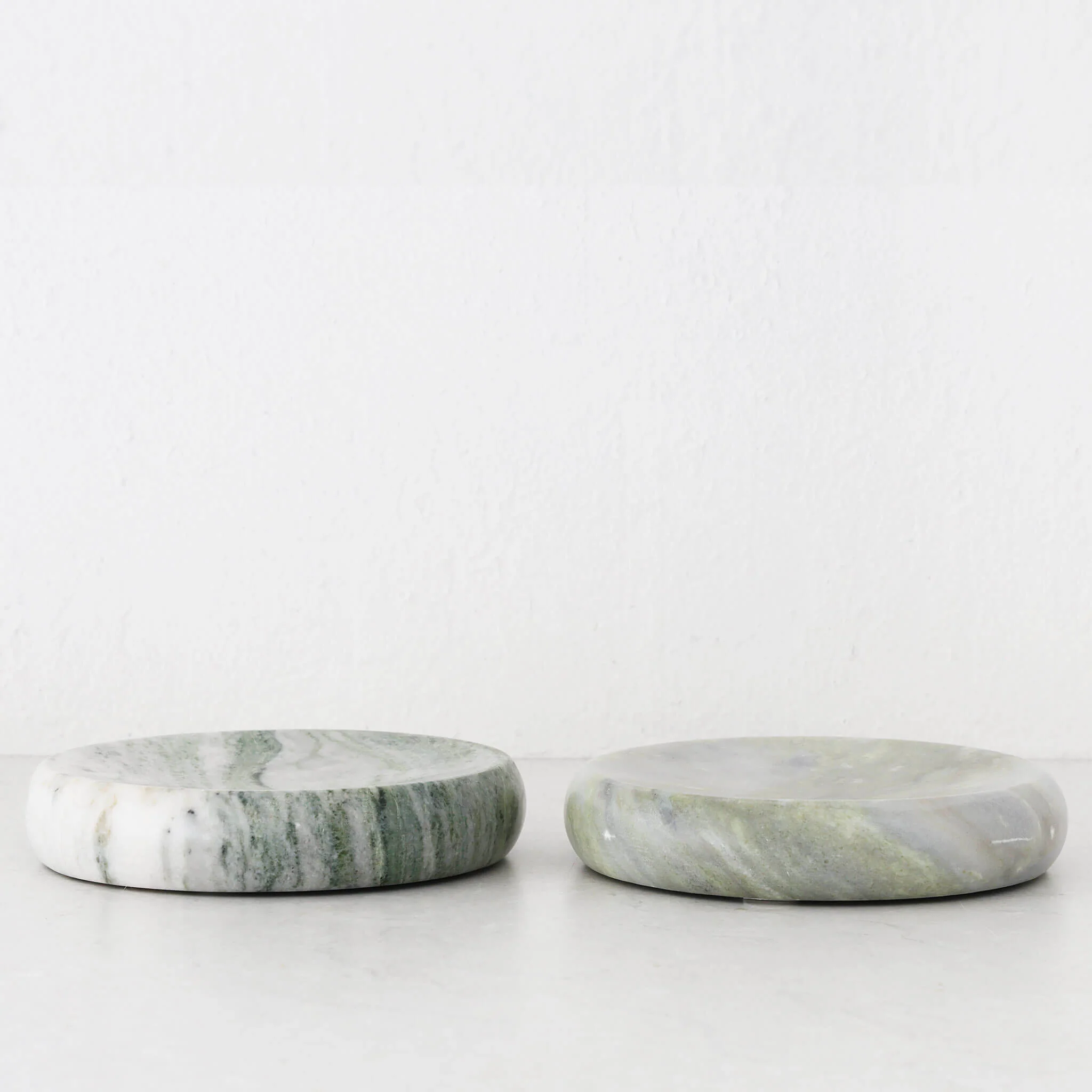 MINERAL SOLID MARBLE CONCAVE DISH BUNDLE X2 | 24CM | GREEN MARBLE