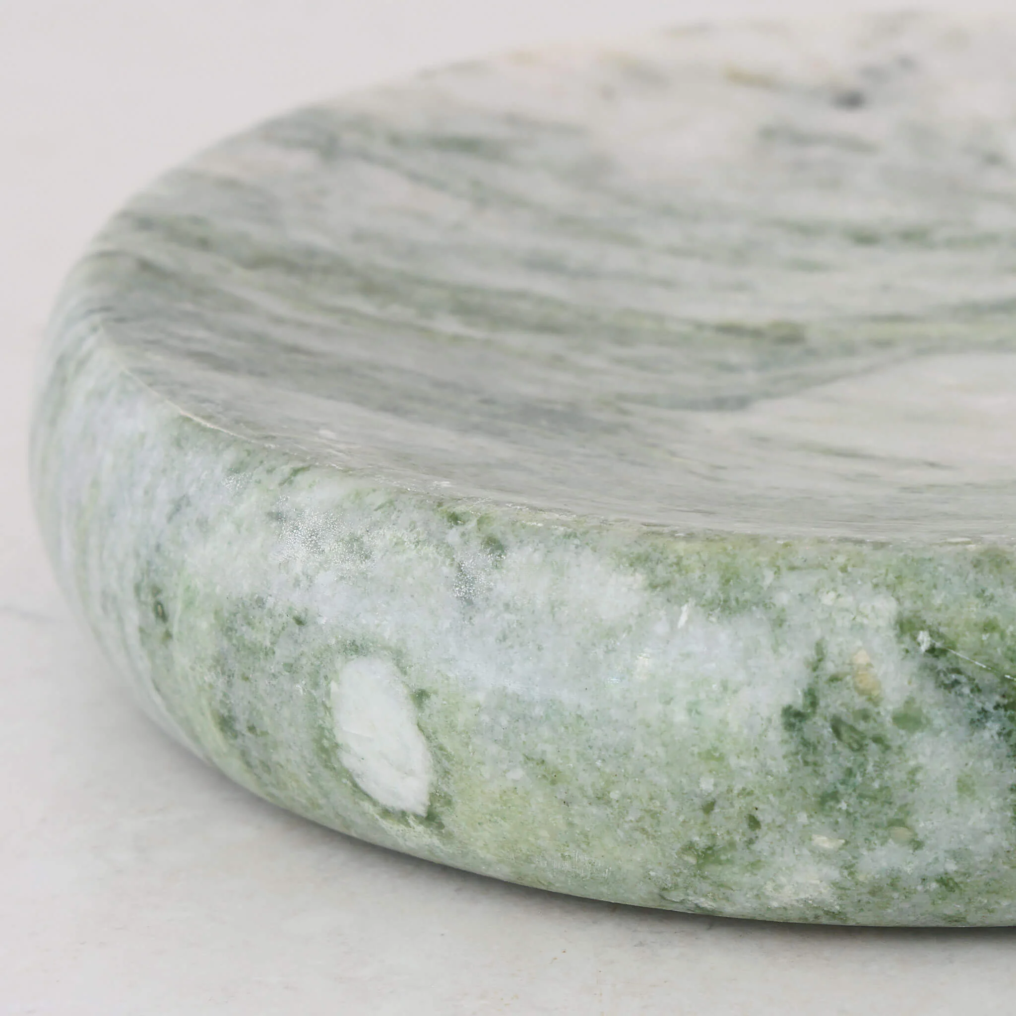 MINERAL SOLID MARBLE CONCAVE DISH BUNDLE X2 | 24CM | GREEN MARBLE - Image 3
