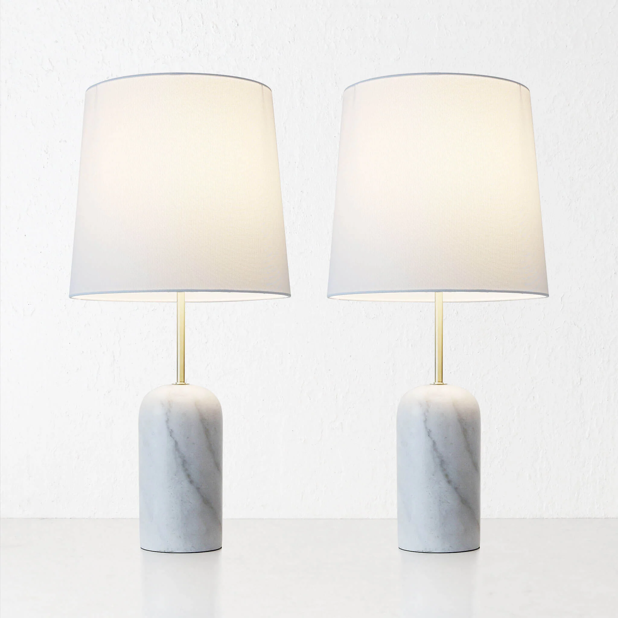 MISSOURI MARBLE TABLE LAMP BUNDLE X2  |  WHITE MARBLE