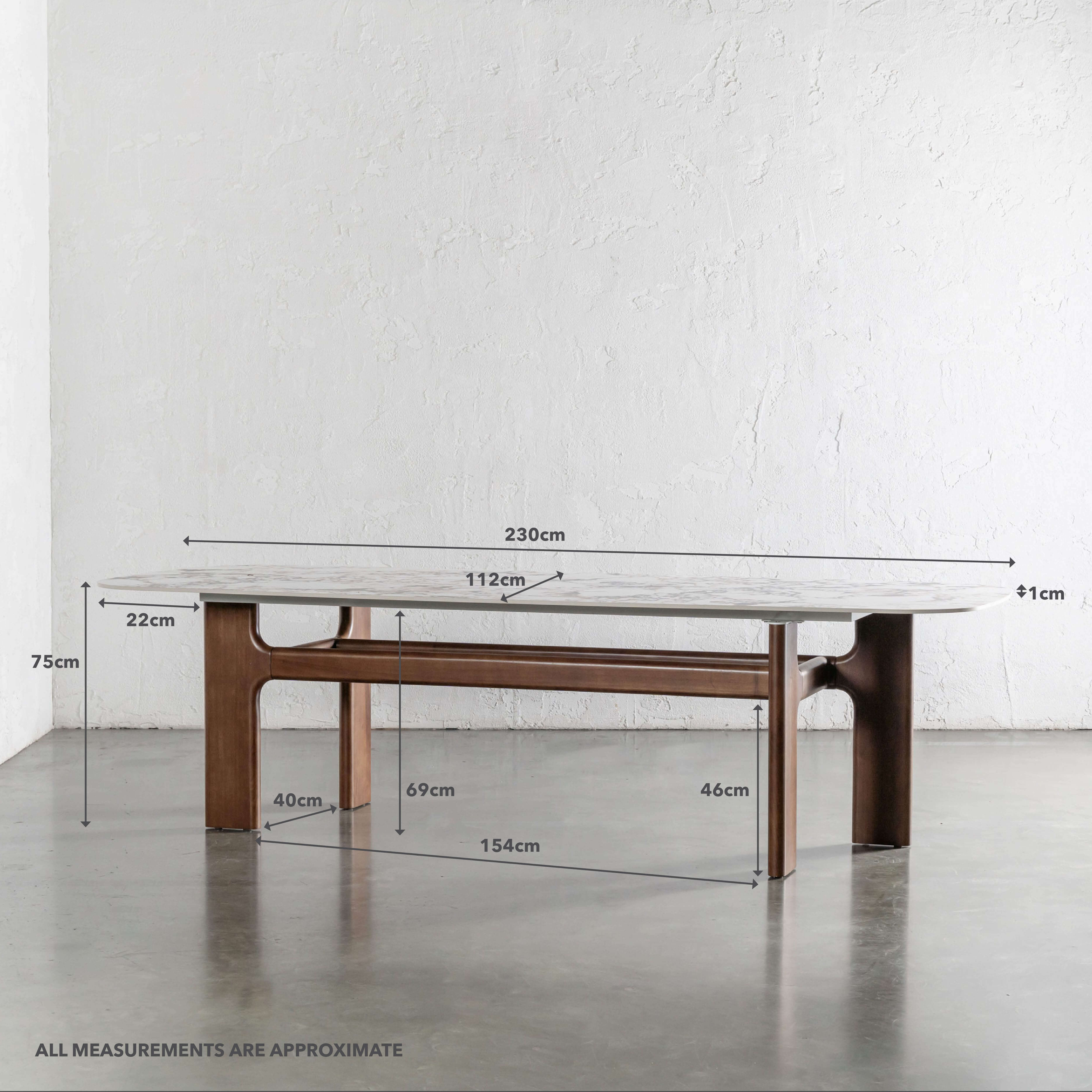 MONTAGNA CERAMICA DINING TABLE   |  230CM + 270CM  |  DEEP WALNUT WOOD GRAIN  |  BULGARI MARBLE AUTUMNAL WARM - Image 10