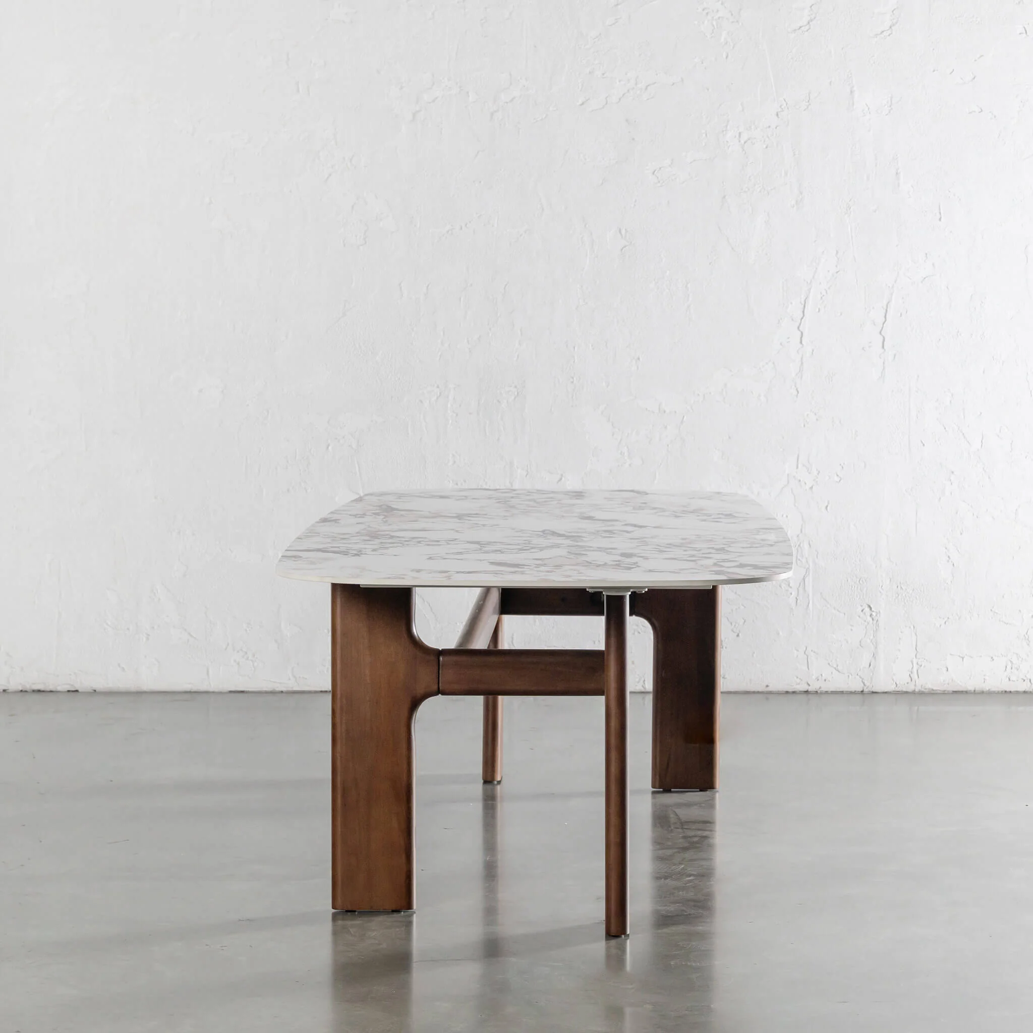 MONTAGNA CERAMICA DINING TABLE   |  230CM + 270CM  |  DEEP WALNUT WOOD GRAIN  |  BULGARI MARBLE AUTUMNAL WARM - Image 4