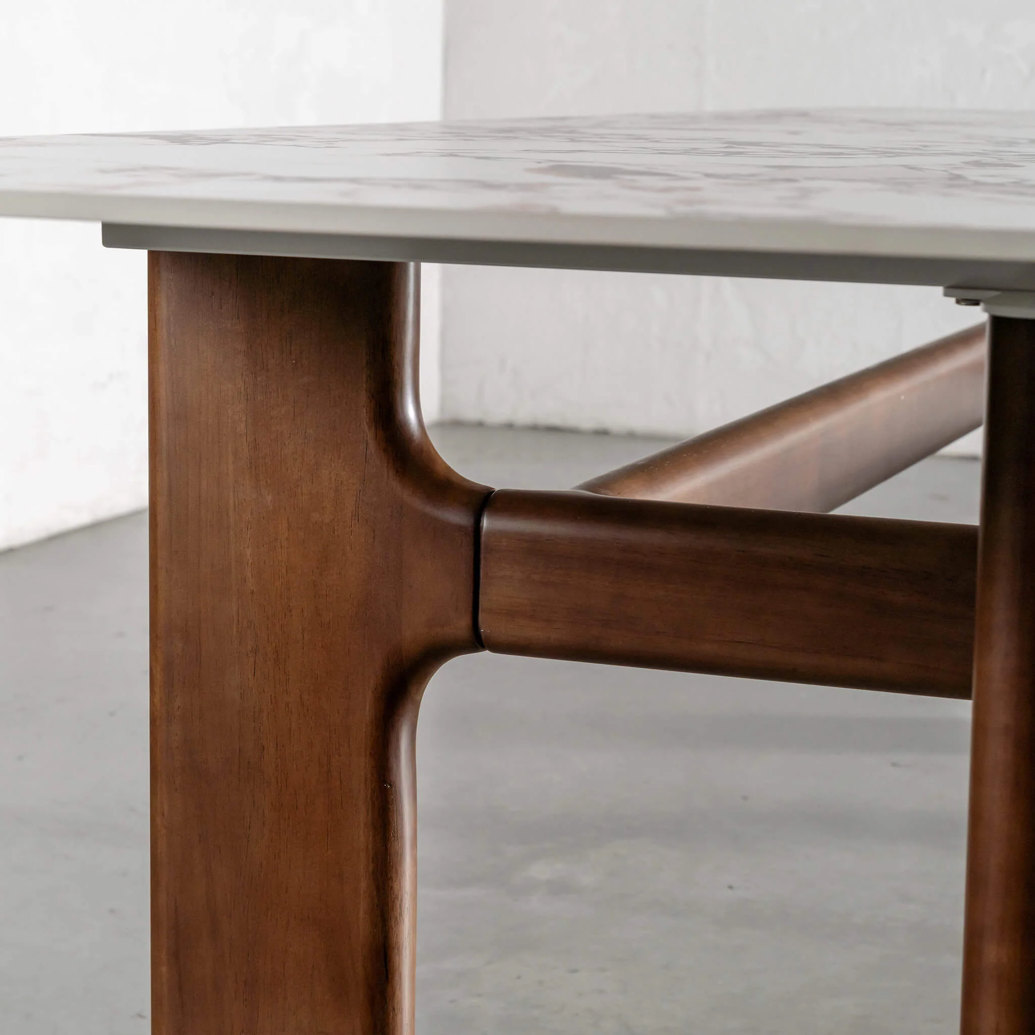 MONTAGNA CERAMICA DINING TABLE   |  230CM + 270CM  |  DEEP WALNUT WOOD GRAIN  |  BULGARI MARBLE AUTUMNAL WARM - Image 7
