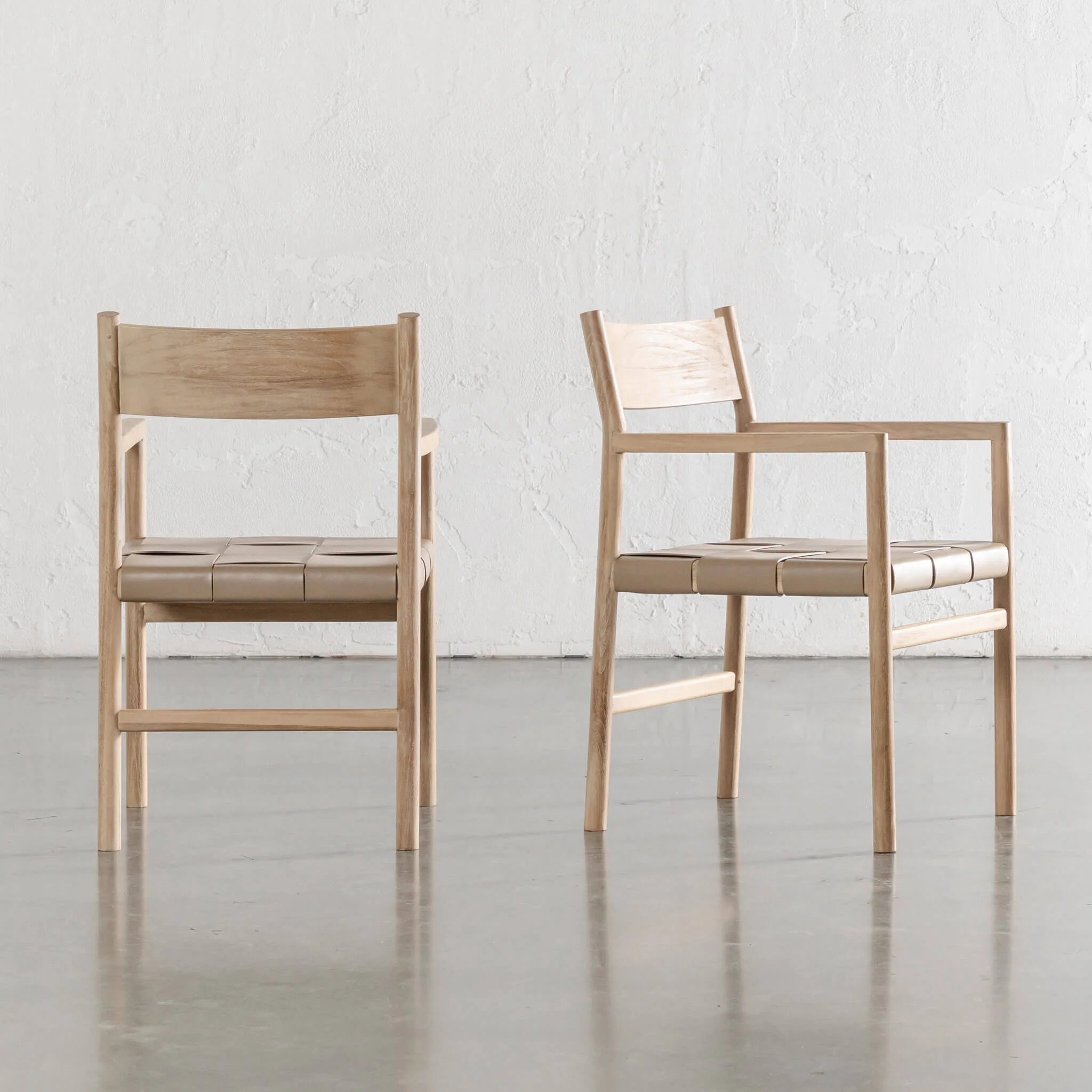 MONTERO WOVEN LEATHER CARVER CHAIR  |  LIGHT TAUPE LEATHER HIDE - Image 2