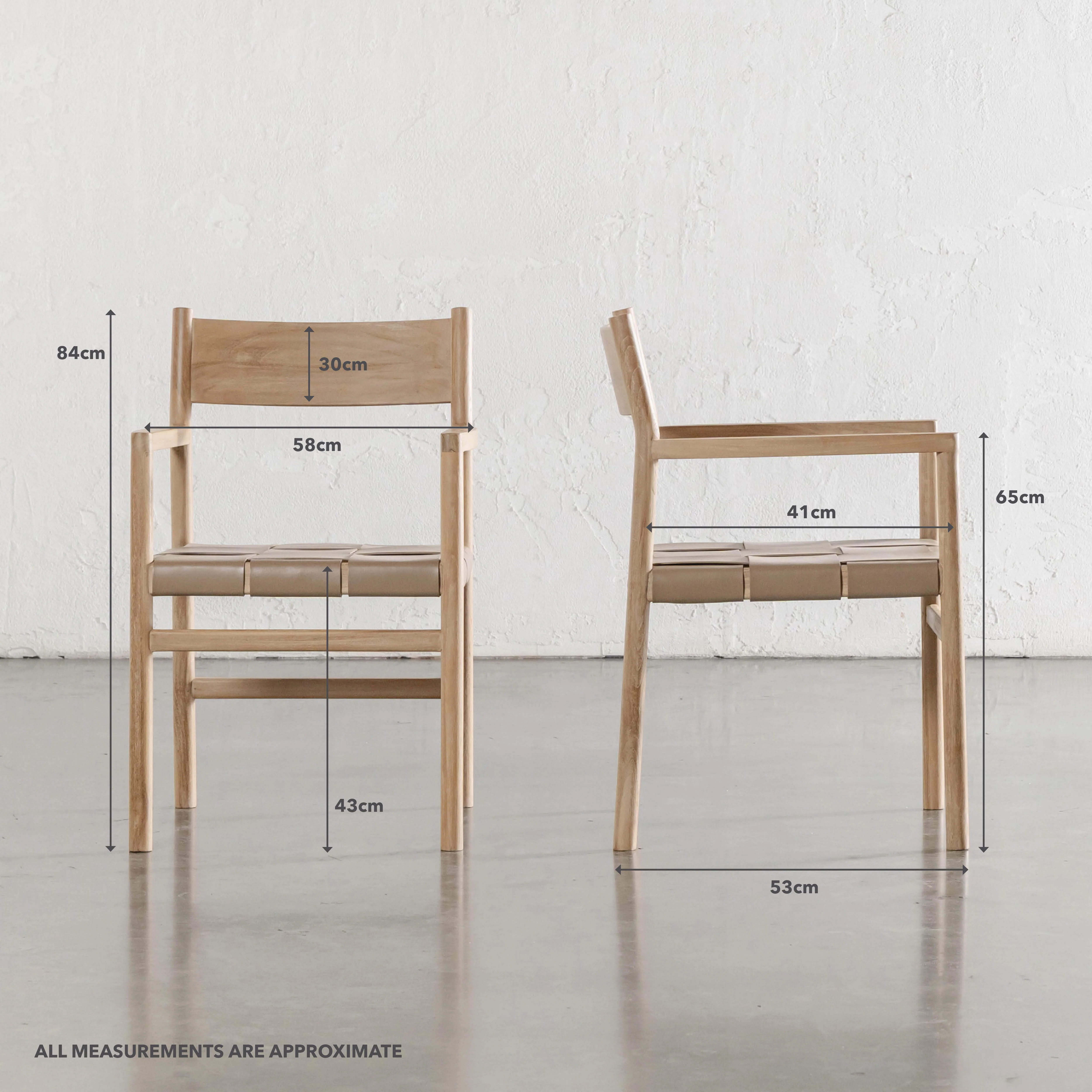 MONTERO WOVEN LEATHER CARVER CHAIR  |  LIGHT TAUPE LEATHER HIDE - Image 6