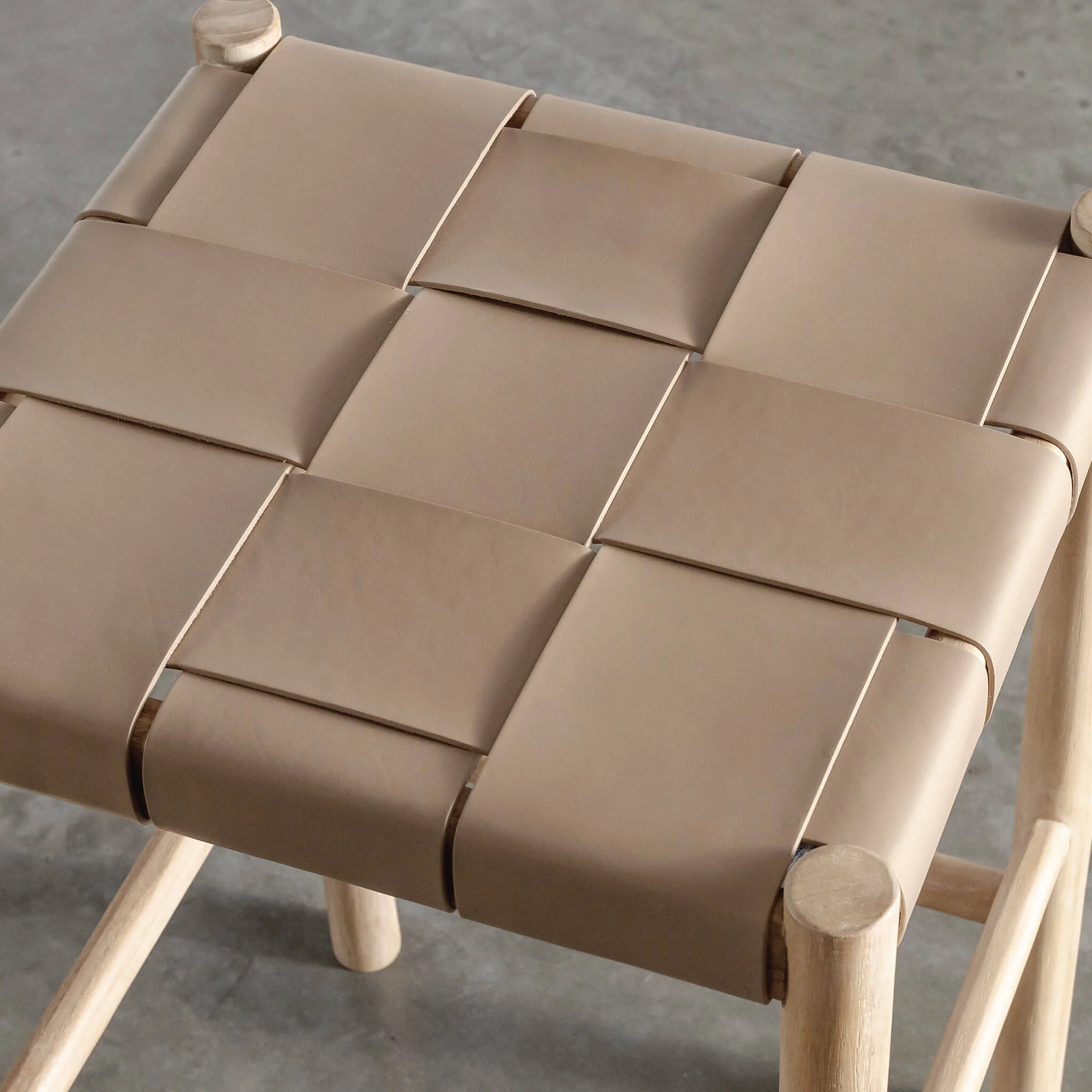 MONTERO WOVEN LEATHER COUNTER STOOL  |  BUNDLE + SAVE  |  LIGHT TAUPE LEATHER HIDE - Image 2