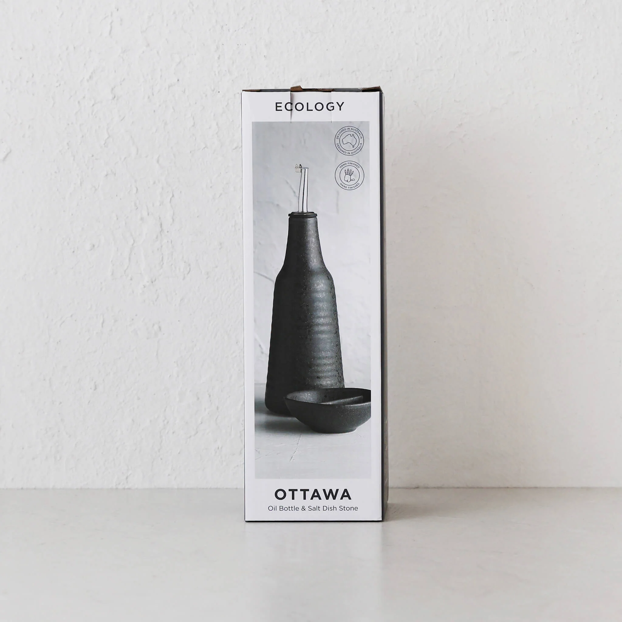 OTTAWA STONEWARE OIL BOTTLE + SALT DISH 2 PIECE SET | STONE - Image 5