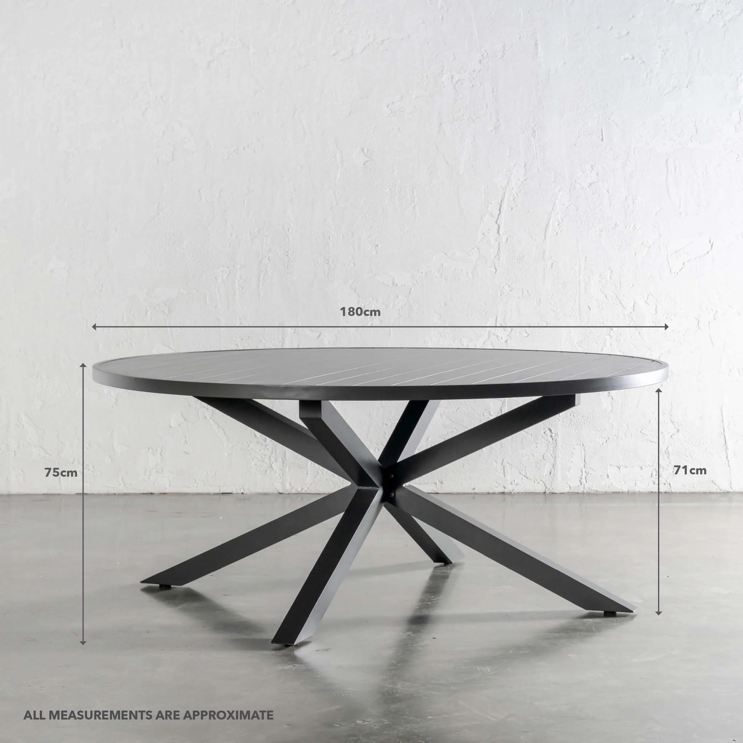 PALOMA OUTDOOR SLATTED DINING TABLE   |  ANTHRACITE ALUMINIUM  |  ROUND 180CM - Image 7