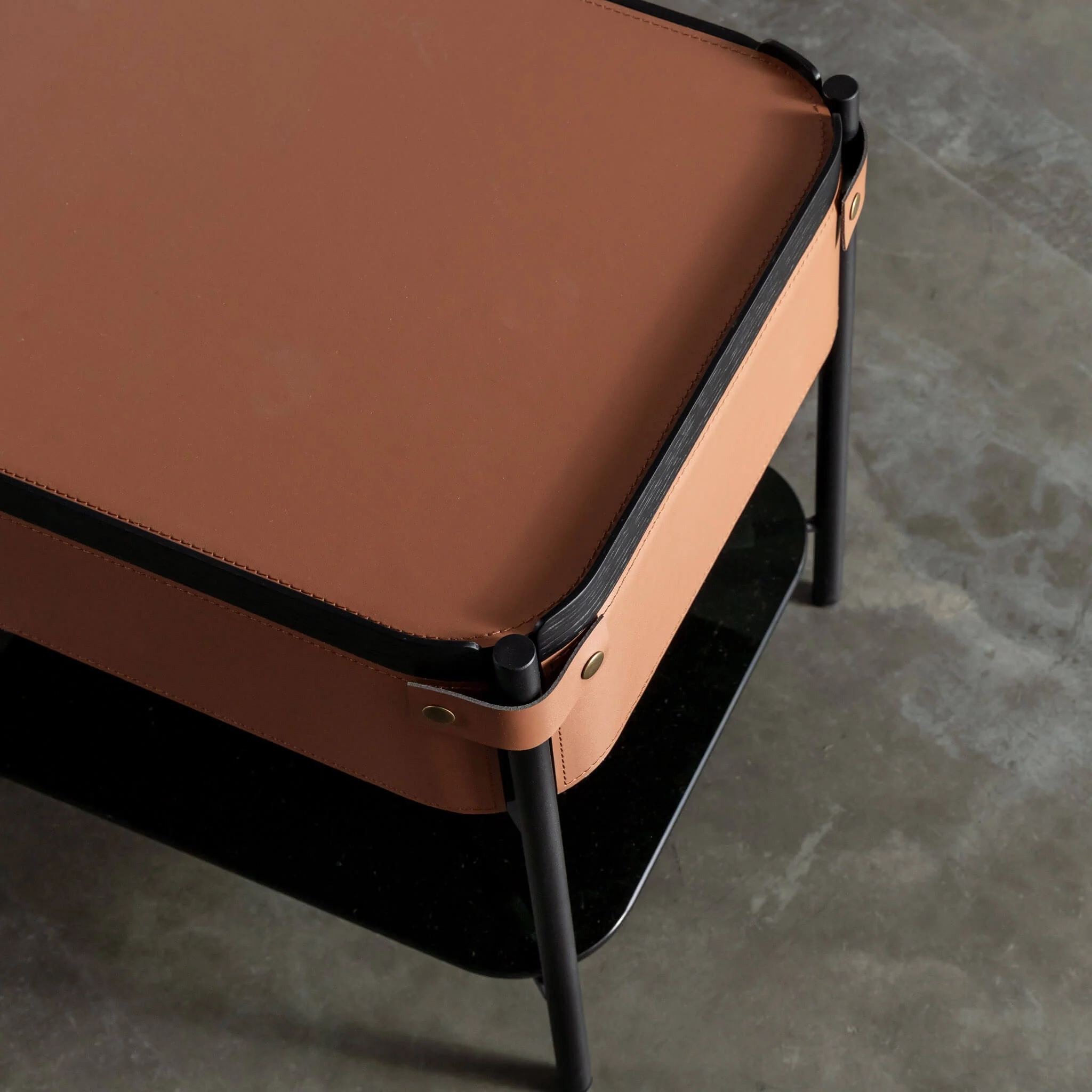 PANZANO NIGHTSTAND WITH DRAWER | HAVANA TAN LEATHER - Image 3
