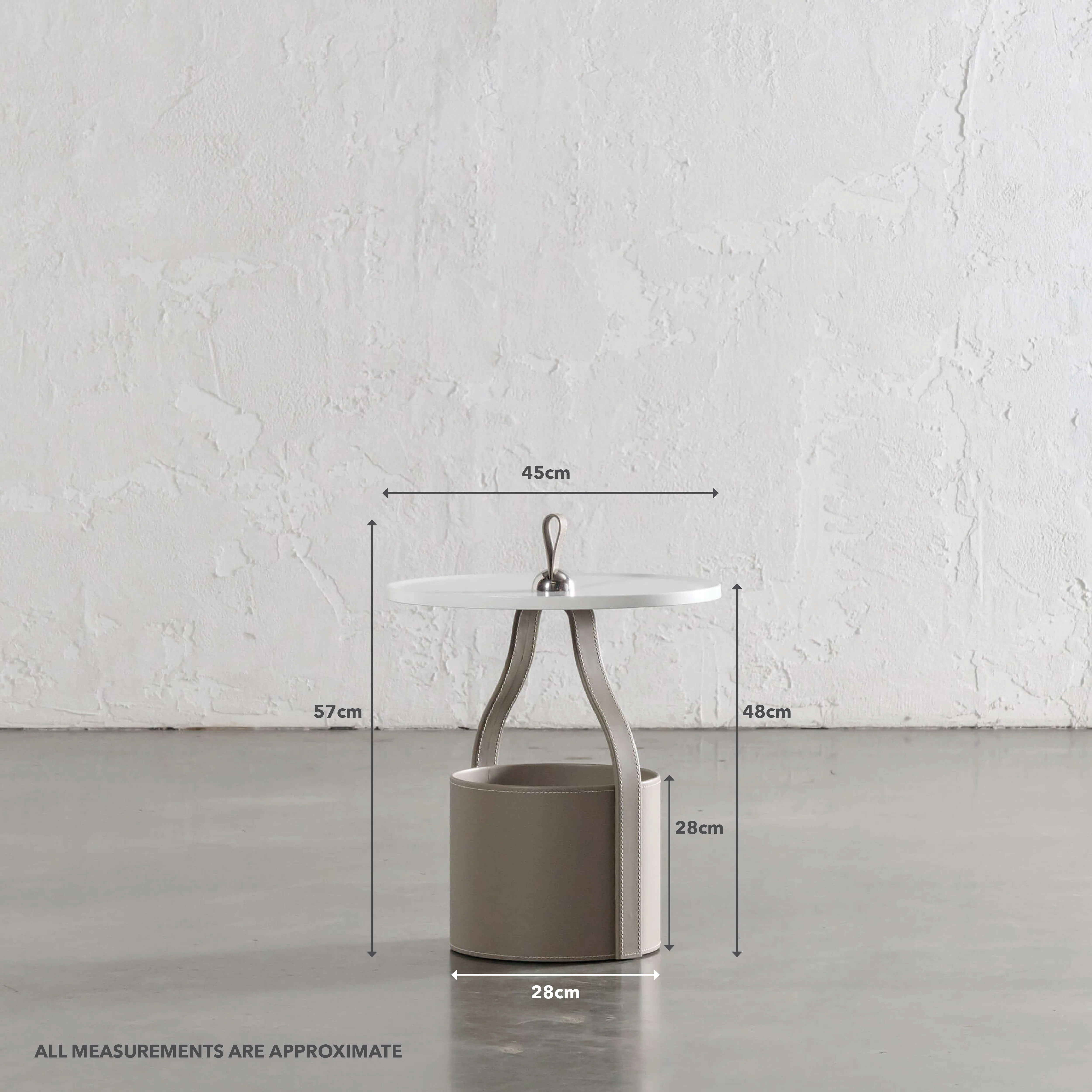 PANZANO TIERED SIDE STORAGE TABLE | KHAKI STONE LEATHER - Image 7