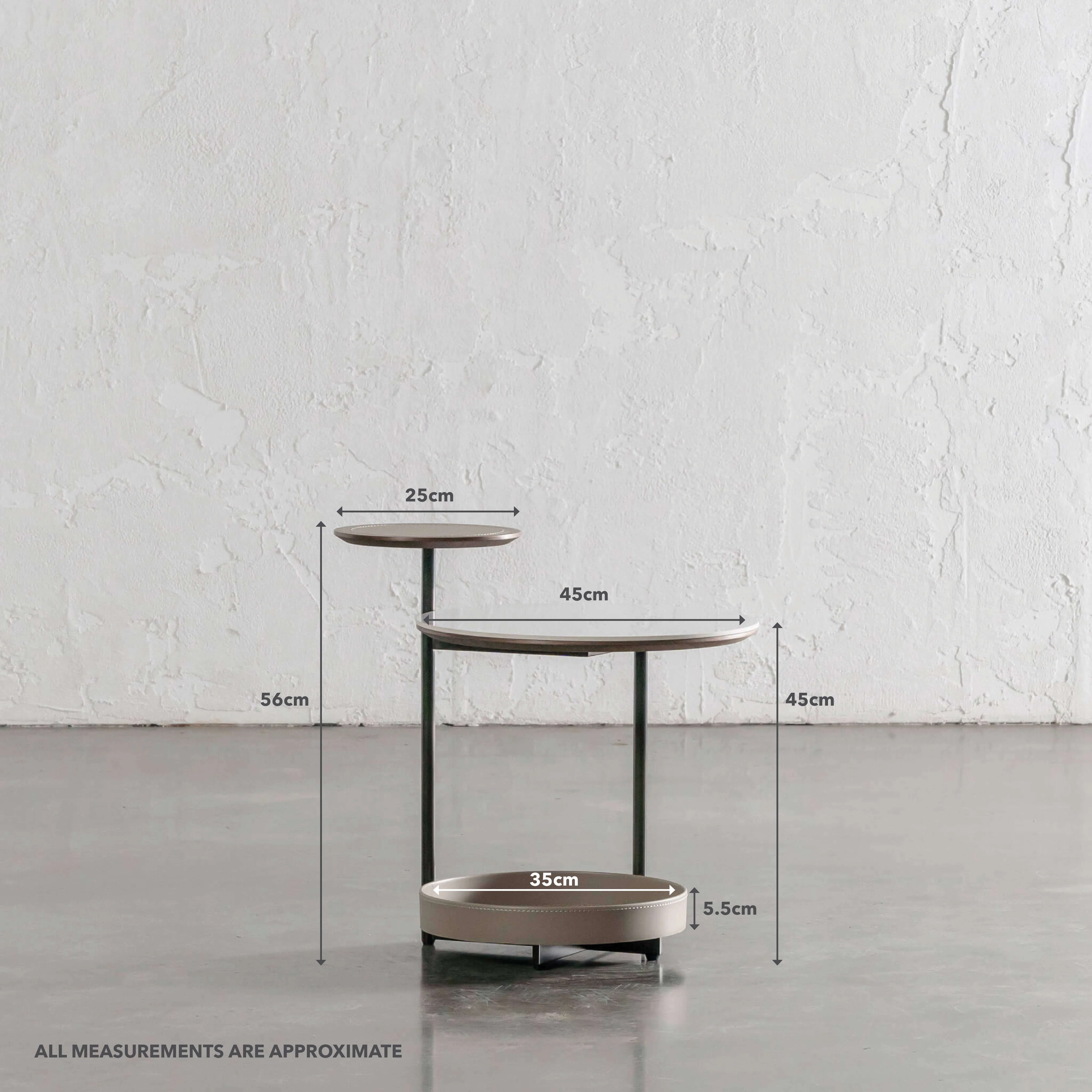PANZANO TWO TIER SIDE TABLE  |  KHAKI STONE LEATHER + STONE - Image 7