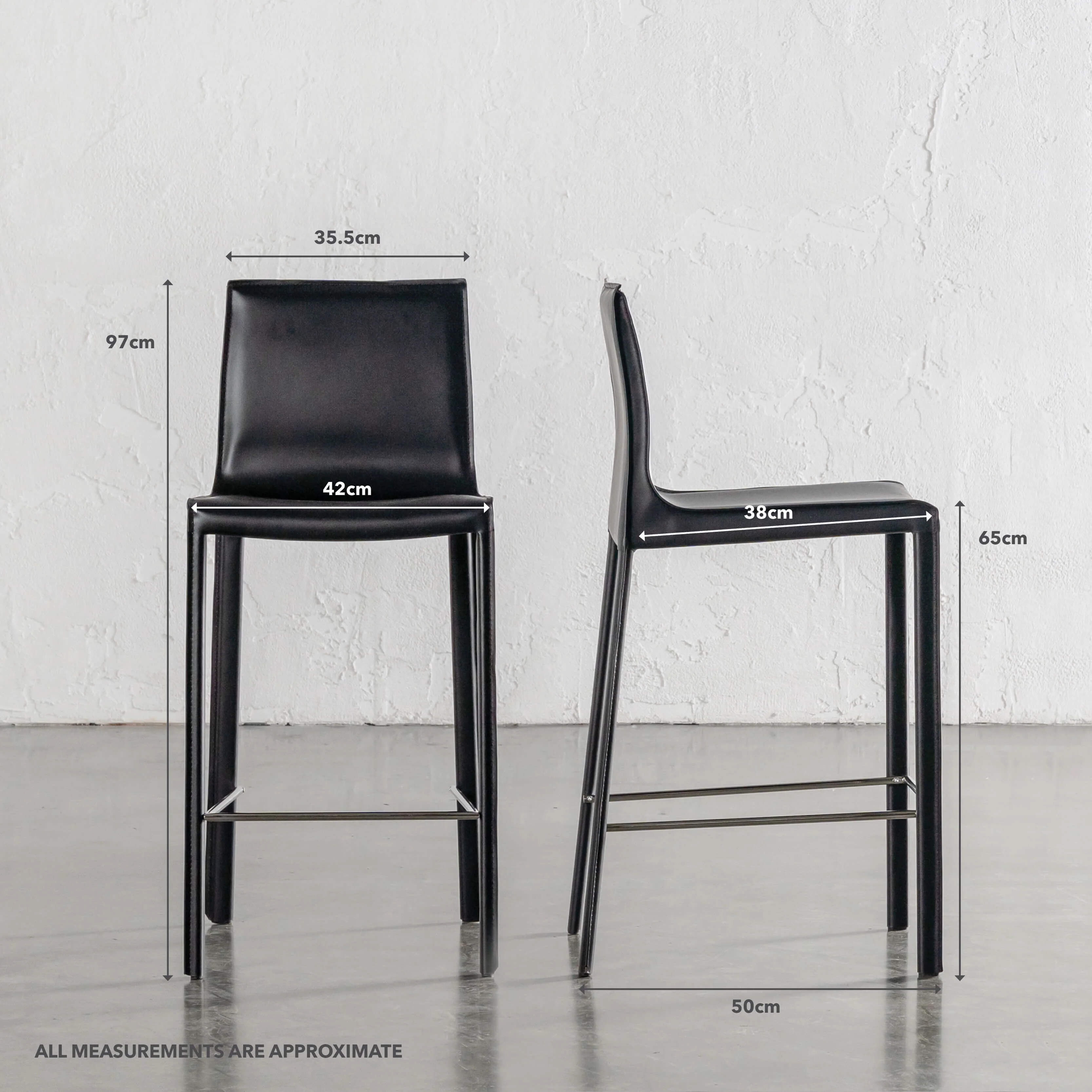 PARSONS MID CENTURY VEGAN LEATHER BAR CHAIR | BUNDLE + SAVE | NOIR BLACK - Image 4