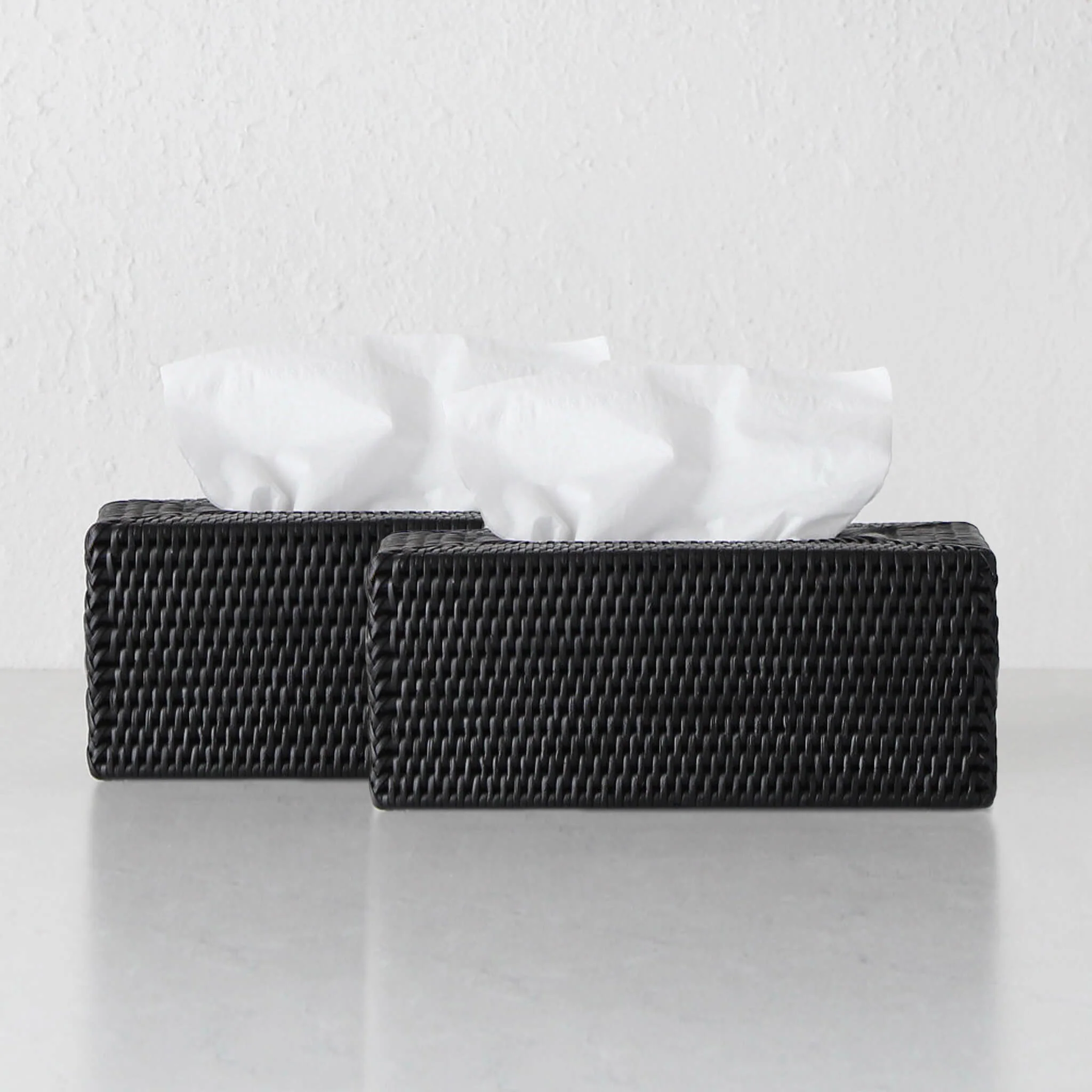 PAUME RATTAN RECTANGLE TISSUE BOX COVER | BUNDLE X2 | BLACK RATTAN