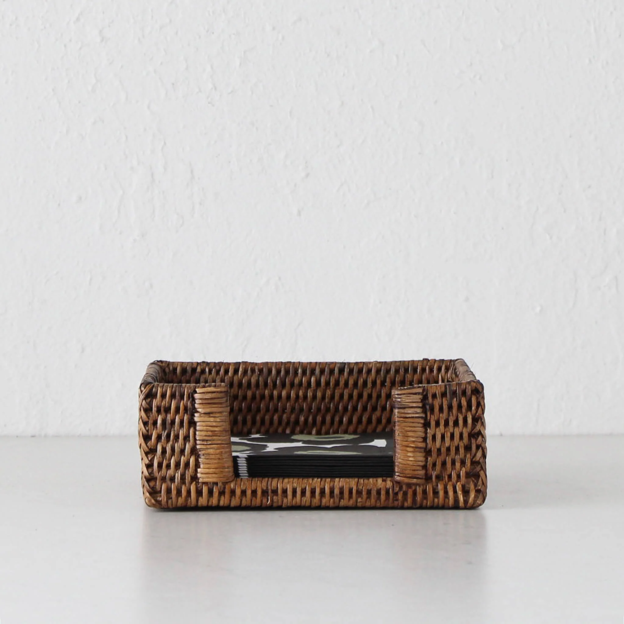 PAUME RATTAN SQUARE NAPKIN BOX | ANTIQUE BROWN RATTAN - Image 5