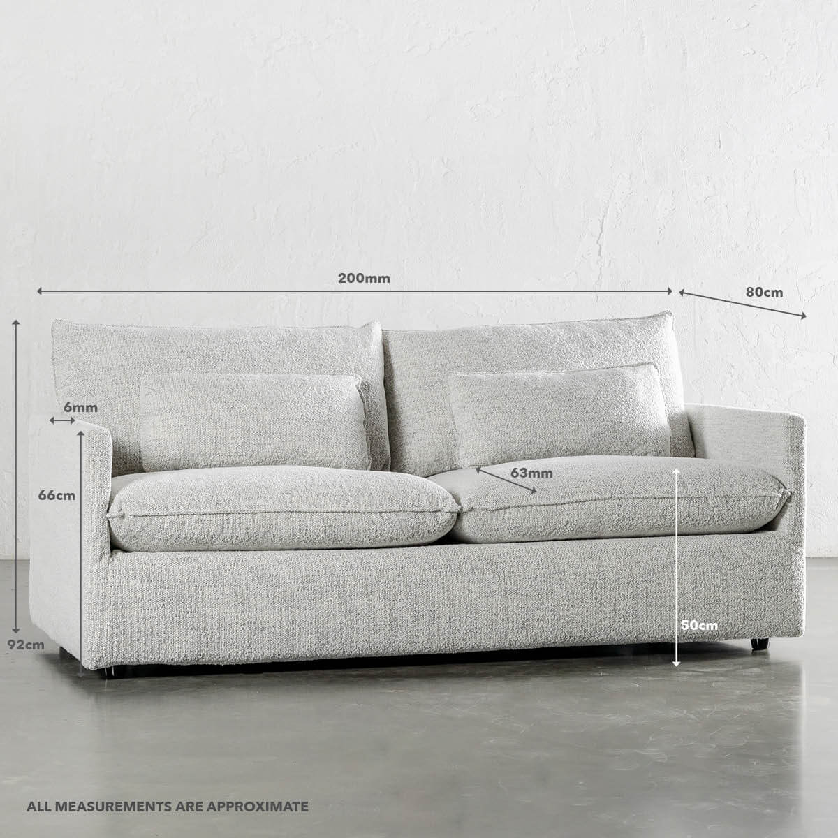 PILOTI BREMAN SLIP COVER SOFA BED | 3.5 SEATER | ASHEN MIST BOUCLE - Image 14