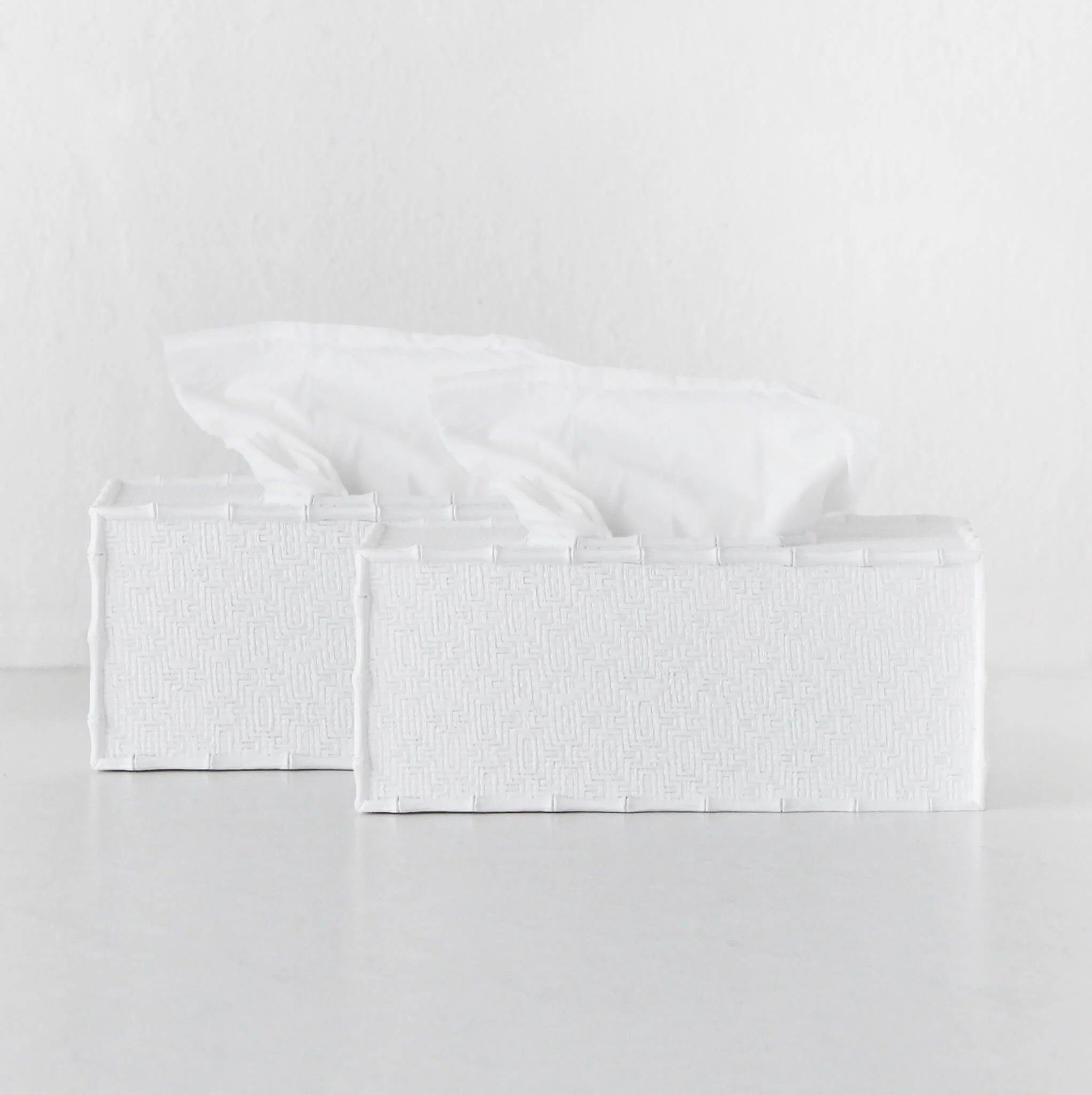 RAFFLES TISSUE BOX COVER BUNDLE X2  |  RECTANGLE  |  WHITE WEAVE