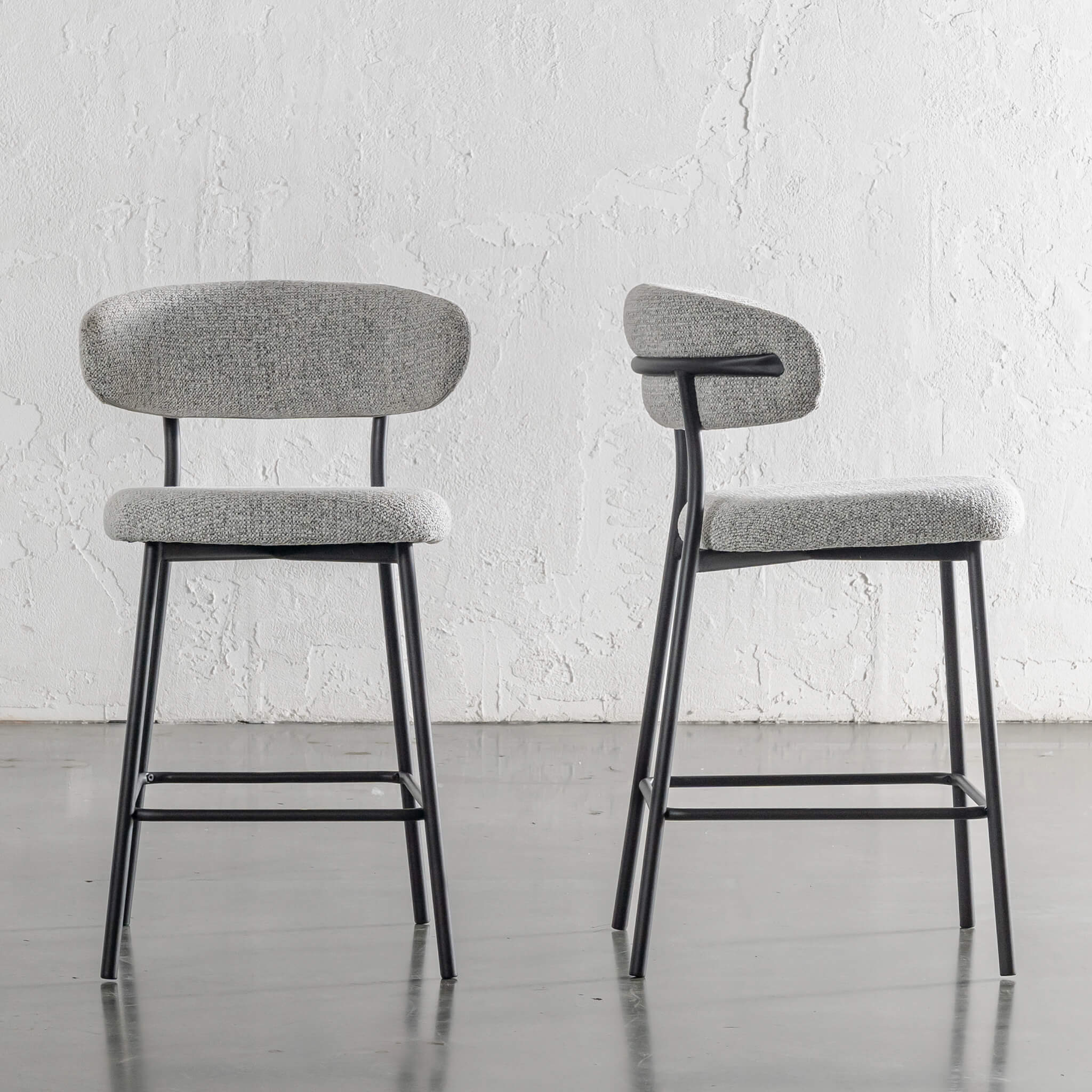 ROCHE FABRIC BAR CHAIR | BUNDLE X2 | FOG HAZE + BLACK FRAME