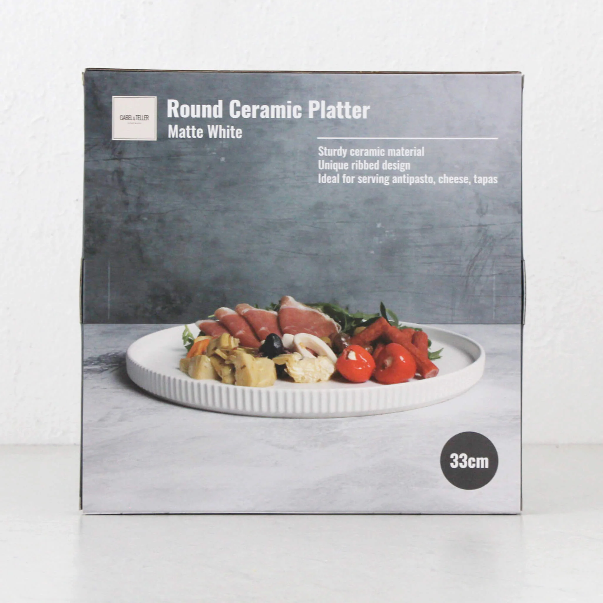 CERAMIC RIBBED ROUND PLATTER | MATTE WHITE - Image 4