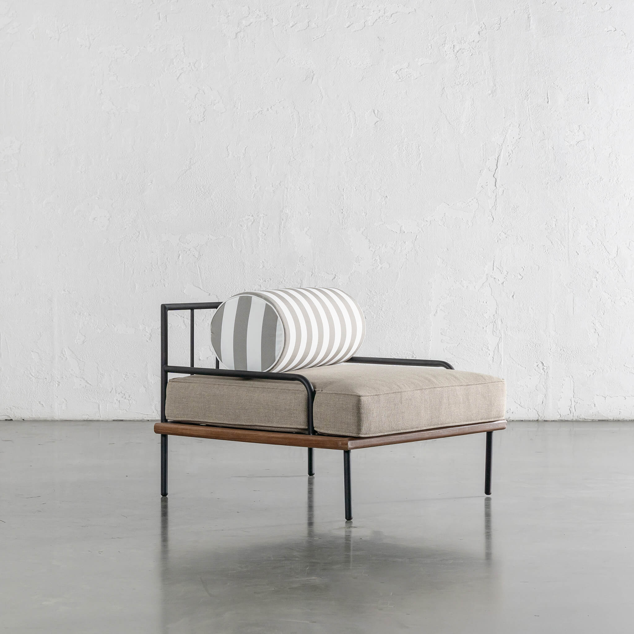 SAN ANDREAS 3 SEATER OUTDOOR SOFA + ARMCHAIR BUNDLE  |  BALSA STONE + WHITE SEASIDE STRIPE - Image 3
